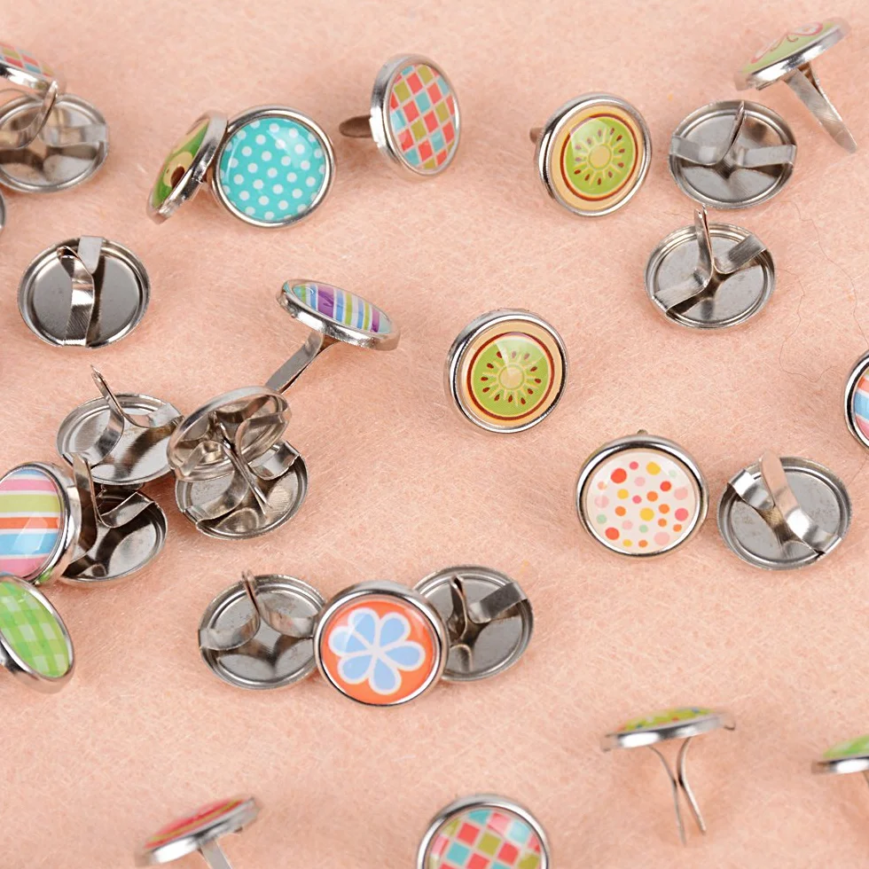 Fermacampioni Metallo Mini 12mm Scrapbooking Brads Colorato Misto 50 pz