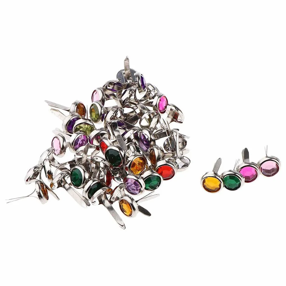Deolven Mini Fermacampioni,100 Pack Colori Misti Mini Brad in Metallo Scrapbooking Brads Rotondi Piccoli Fermacampioni per DIY Decorativi