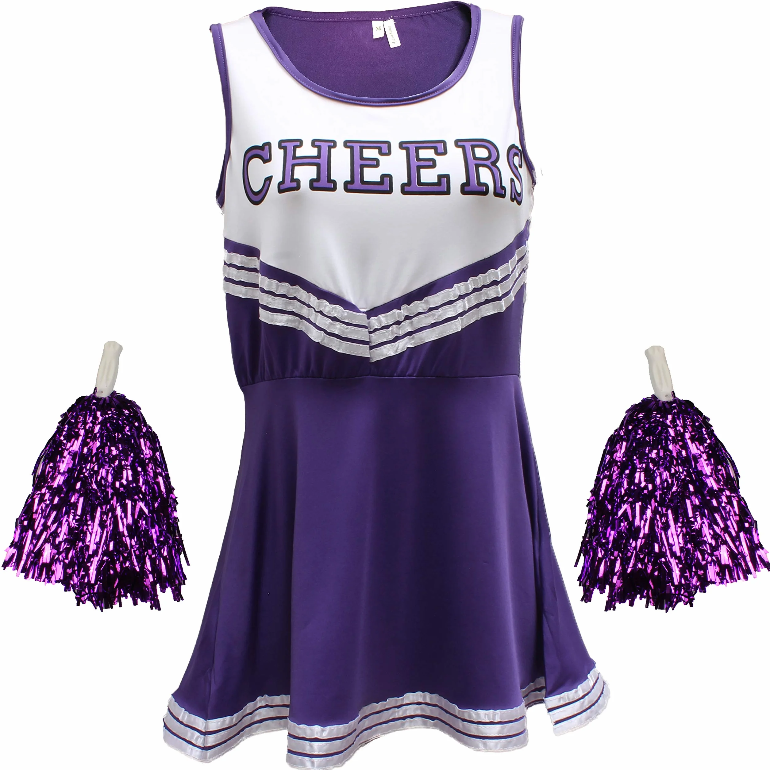 Uniforme da cheerleader Cherry-on-Top con pompon, costume musical scuola superiore, 6 colori, 5 taglie