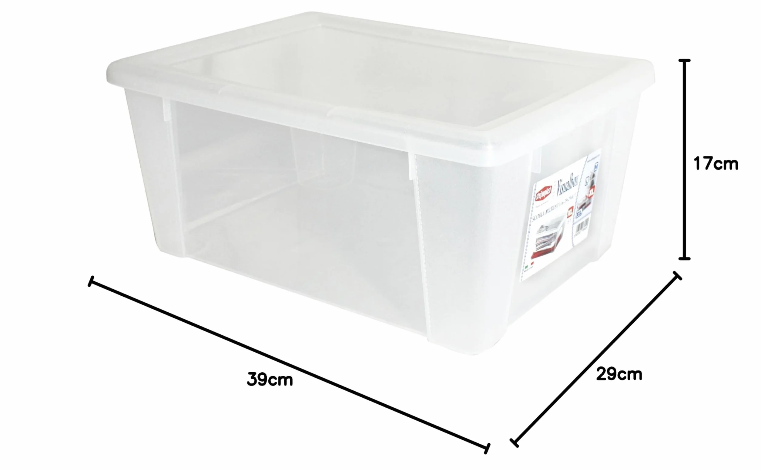 Stefanplast Visualbox Scatola Multiuso con Chiusura a scatto Trasparente XL 39x29x17 cm