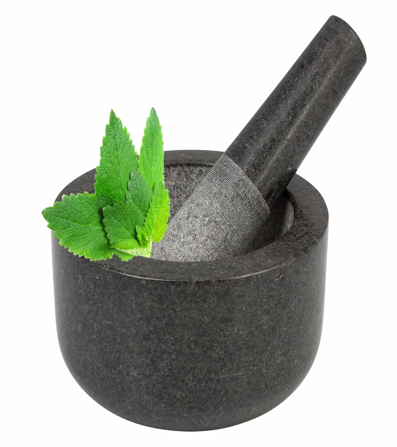 Smart-Planet Mortaio di alta qualità con pestello in granito – Pratico mortaio di pietra massiccio Ø 8,5 cm per spezie pesto erbe – lucido e facile da pulire