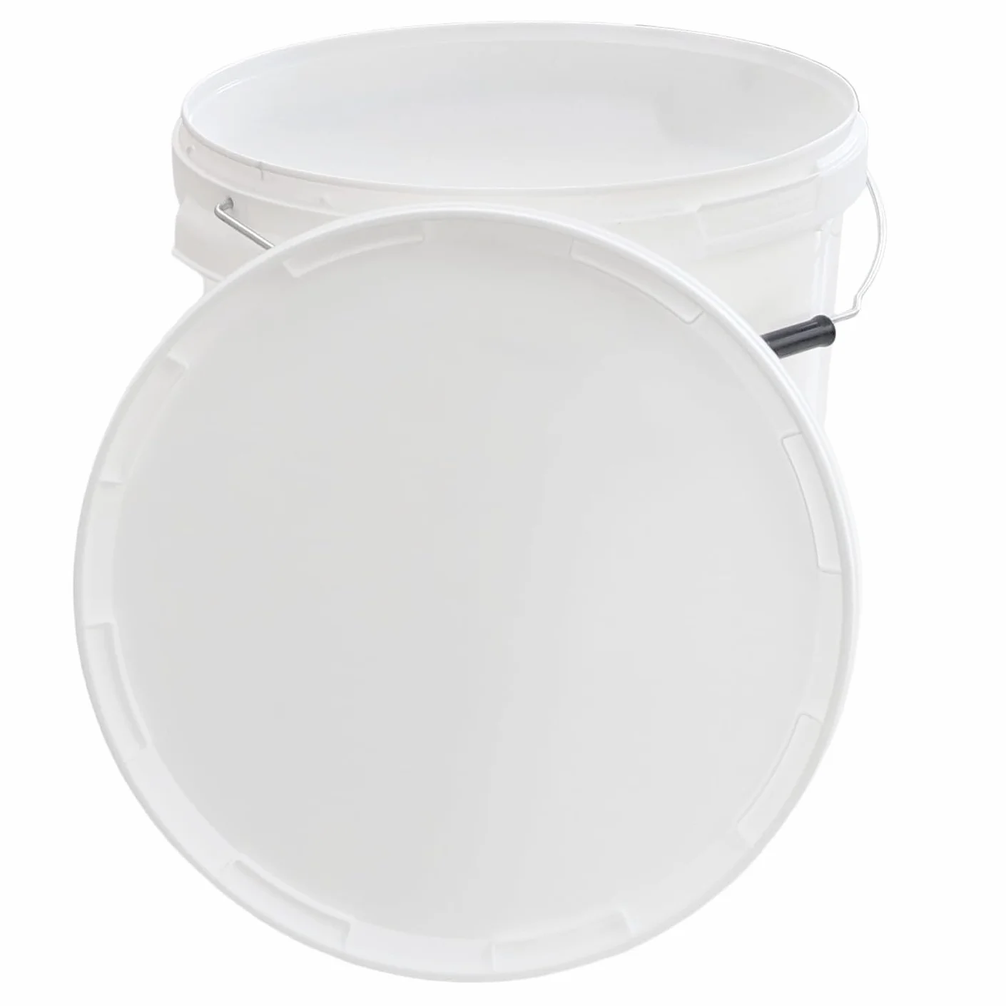 Secchio in plastica, 20 litri, bianco traffico, con coperchio