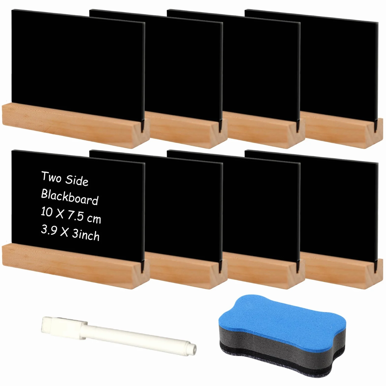 Set Lavagnette Mini 10 pz. con Supporto, in Legno (Targhette Segnaposto Scrivibili per Buffet, Prezzi e Menù, Lavagnette di Legno con Cavalletto, Perfette per Ristoranti e Negozi)