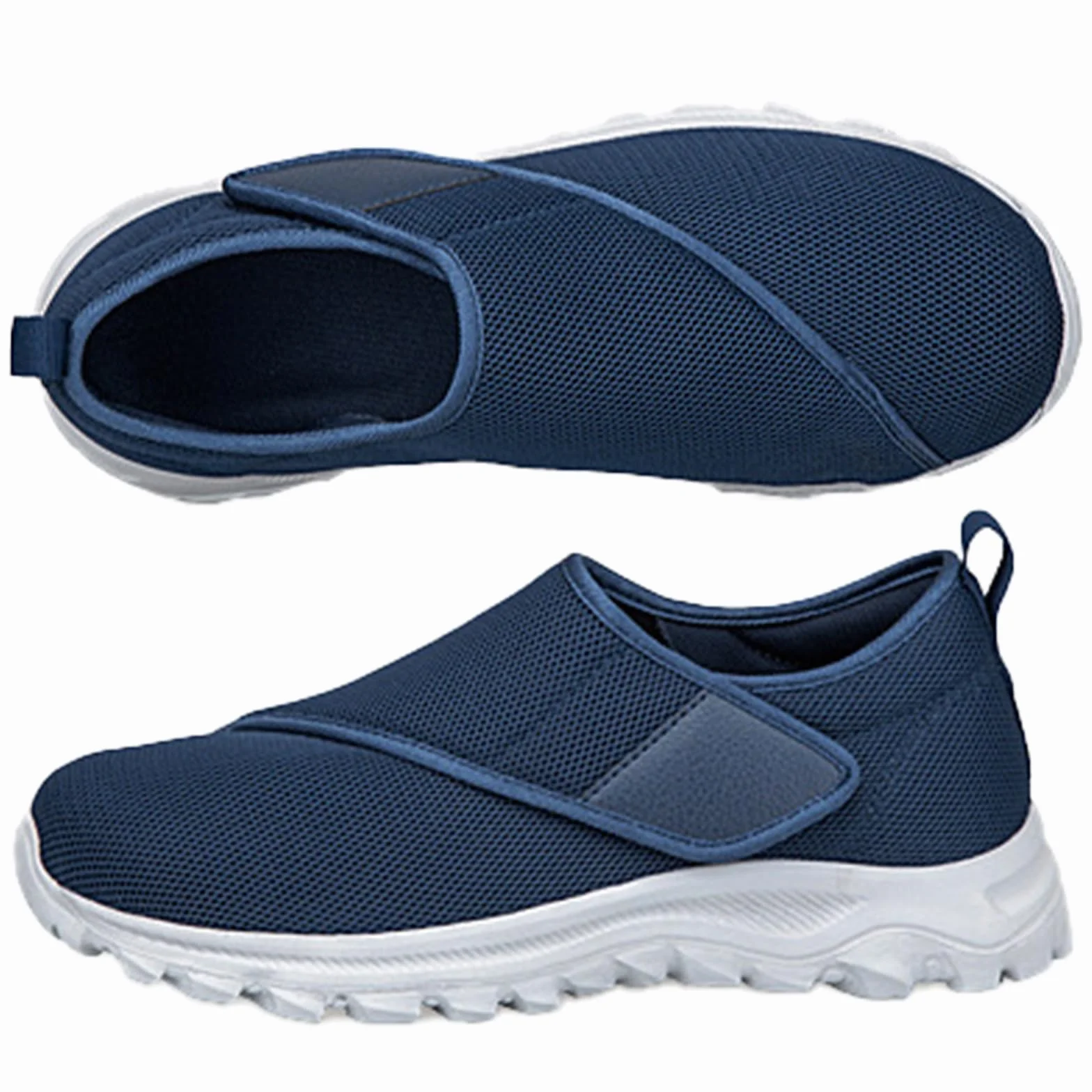 AEHO Scarpe di Facile Calzata Pantofola Diabetici Estivi sanitarie Uomo comode Slip on Pianta Larga Sneaker Casual Ortopediche con Strappo per Piedi Gonfi da Camminata,Blu,43 EU