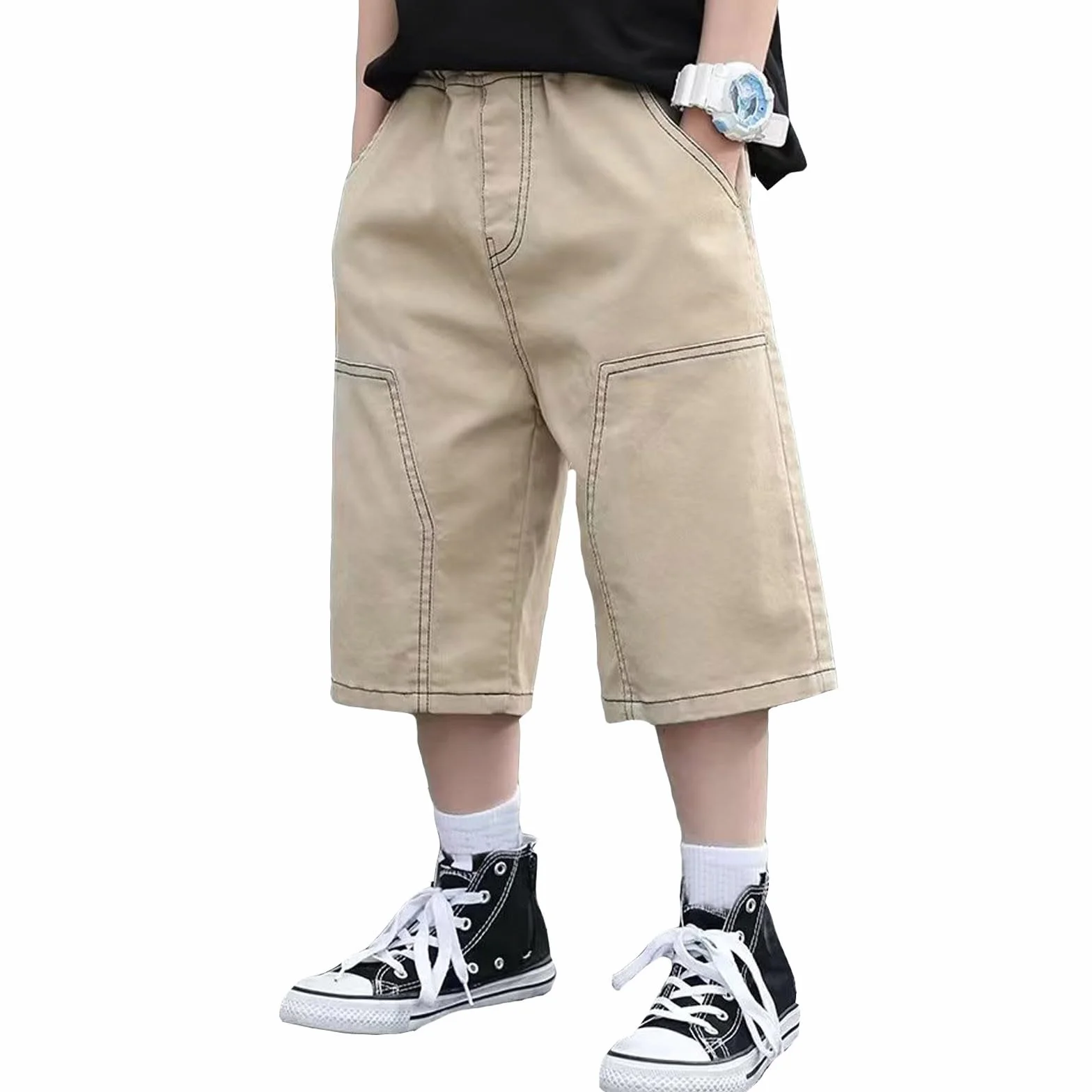 Pantaloncini cargo per bambini elasticizzati modello 98
