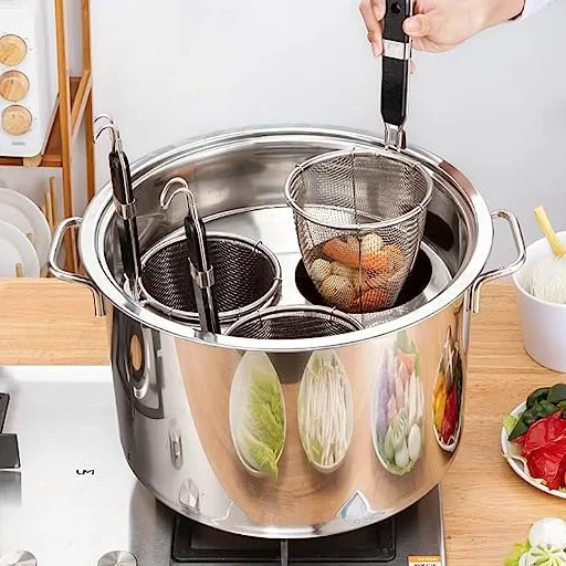 SAeWare Set di pentole per pasta in acciaio inox con divisorio e colino per cucina di casa e ristorante, B-3 fori
