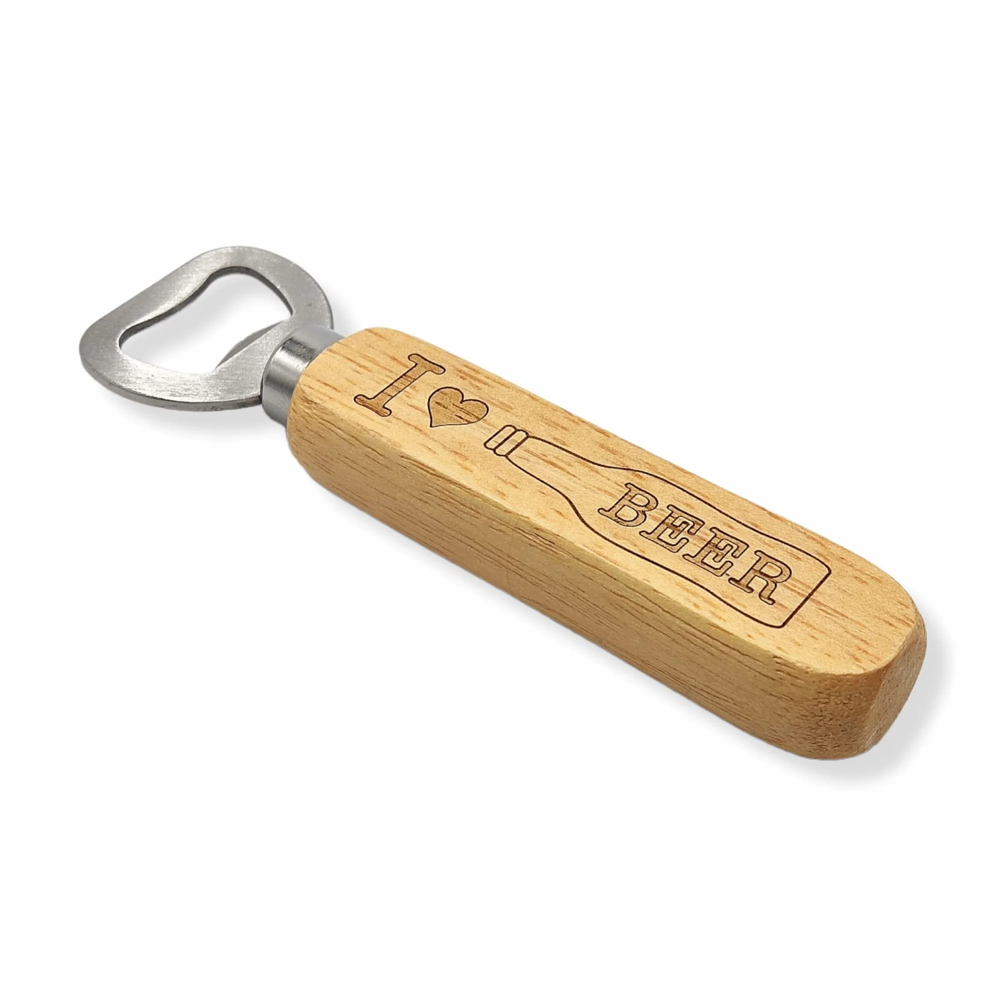 Apribottiglie in legno e ferro Idea regalo bomboniera con incisione laser Stappa bottiglie birra