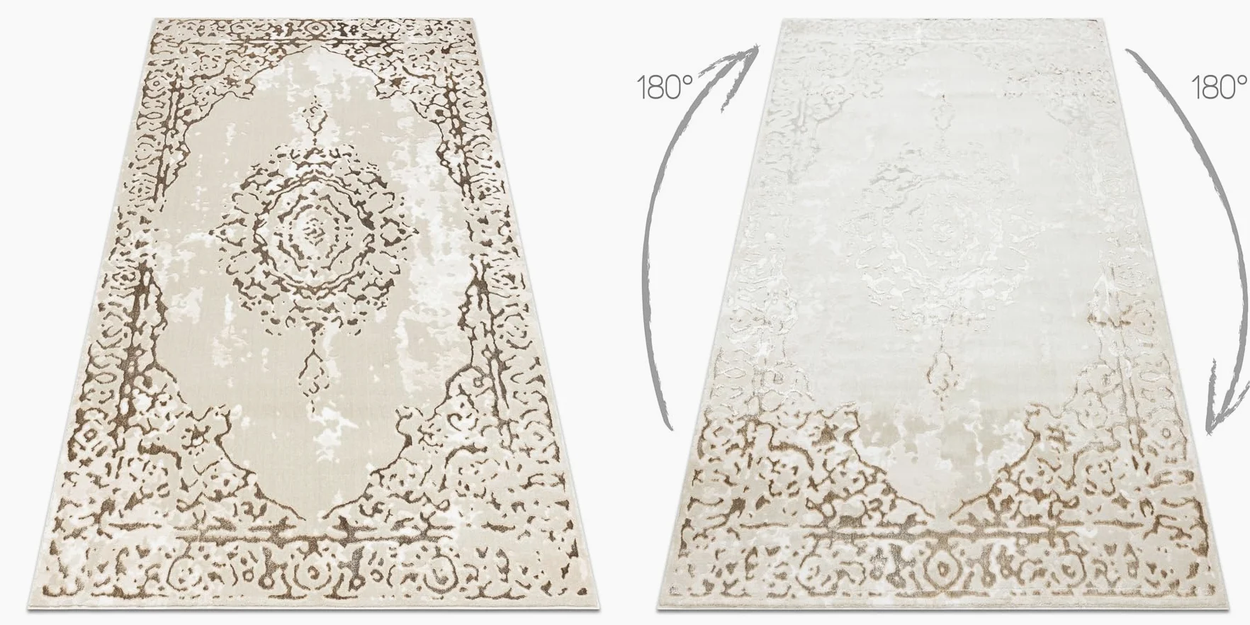 rugsx Tappeto ALLURE 1961 Tappeto moderno con cornice ornamentale in Crema/Oro - Elegante e glamour per soggiorno e camera da letto - 160x220 cm