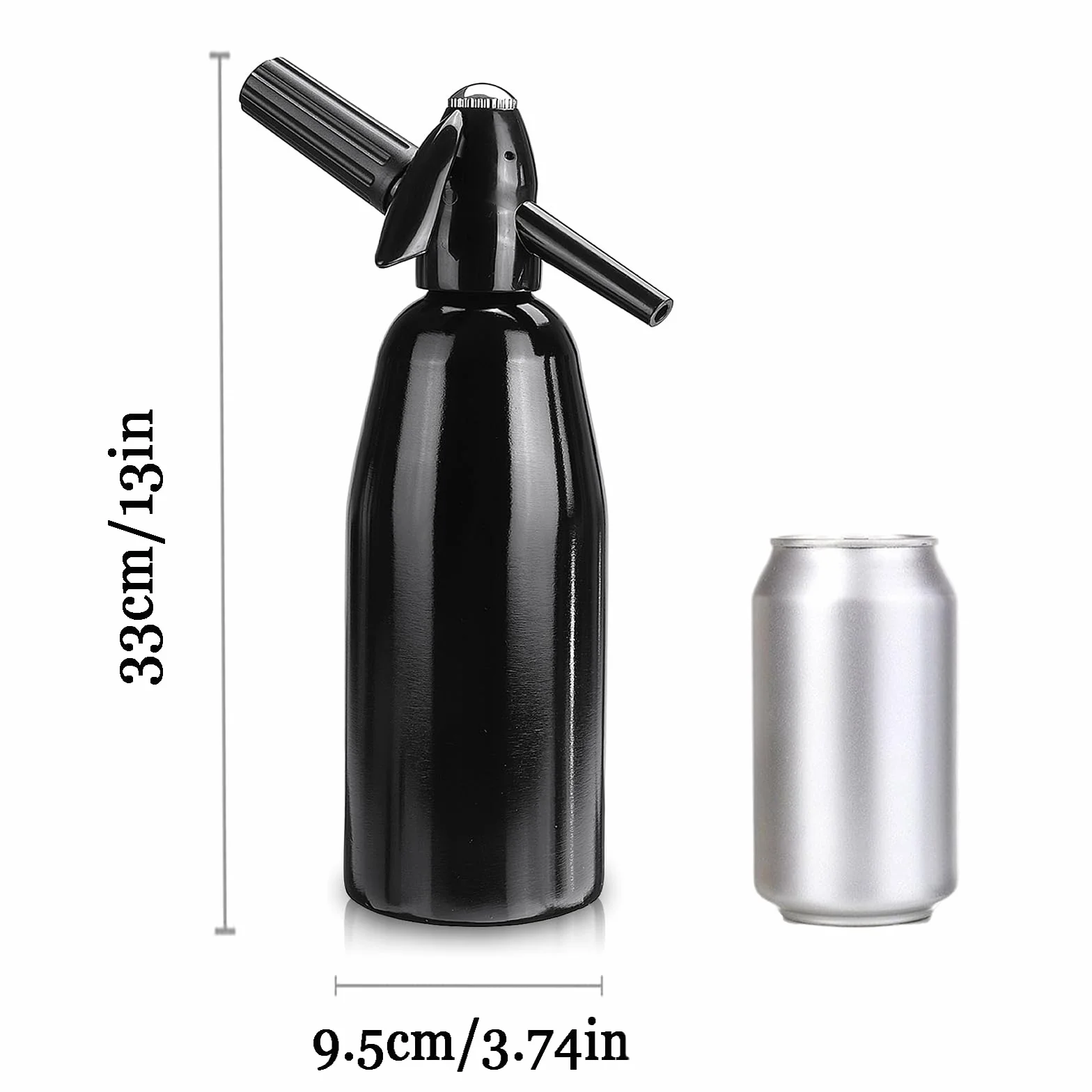 Sifone portatile per soda da 1 litro, in alluminio, per acqua gassata fai da te, kit di bottiglie per acqua frizzante nostalgica per rinfrescare seltzer, cocktail, succhi e bevande gassate (nero)