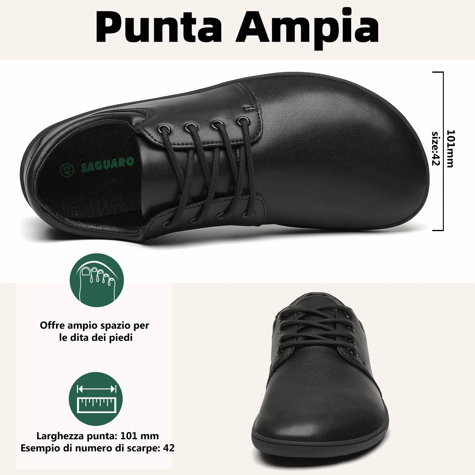 SAGUARO Scarpe Barefoot Uomo Scarpe Minimaliste Casual - con Wide Toe Box, Noble II, Gr.36-48