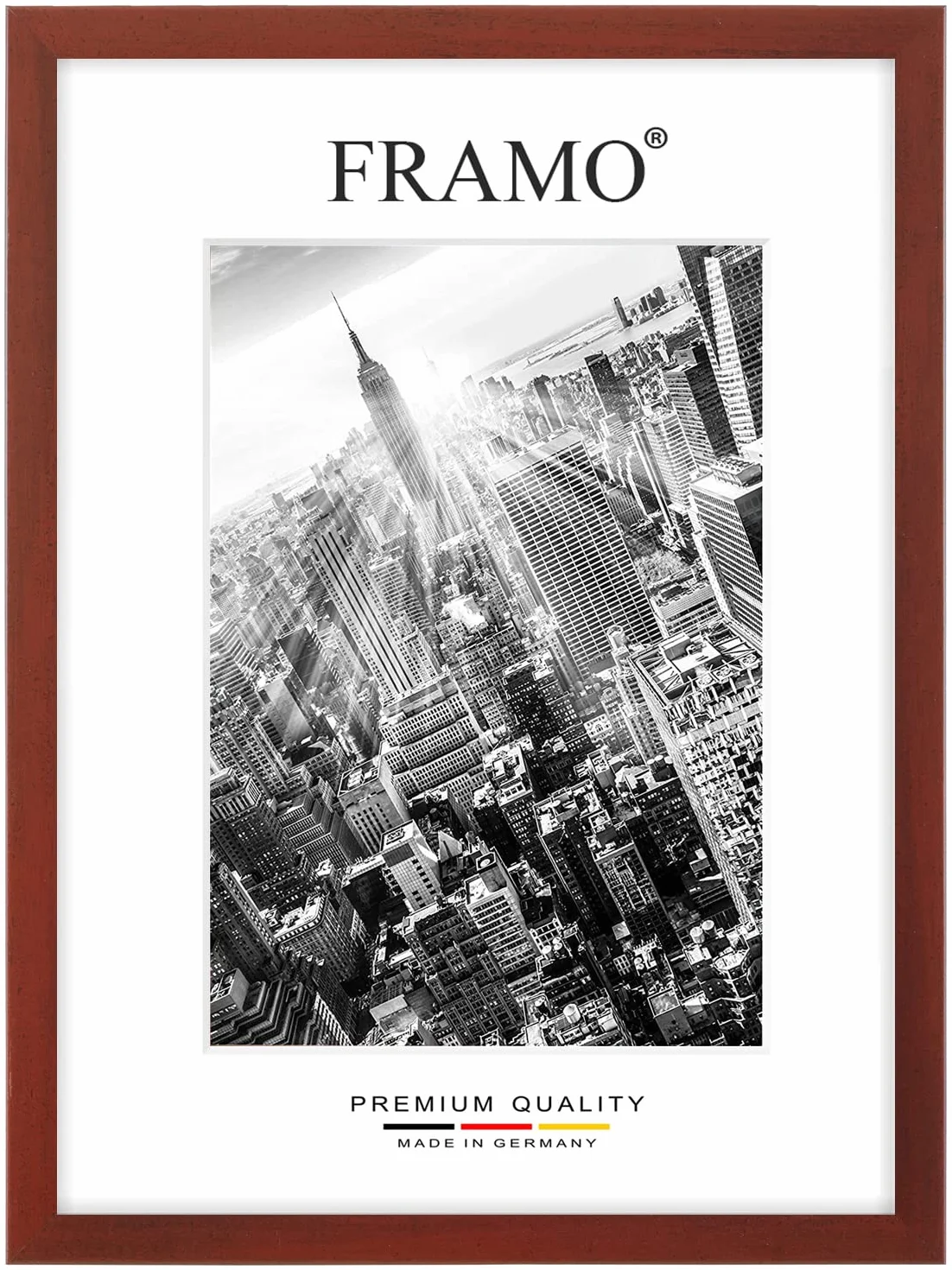 FRAMO 35mm Cornice per Immagini 57 x 113 cm | Rosso Sfocato | Cornice in MDF Fatta a Mano con lastra di Vetro Artificiale antiriflesso a Prova di Rottura e Robusta Parete Posteriore in MDF