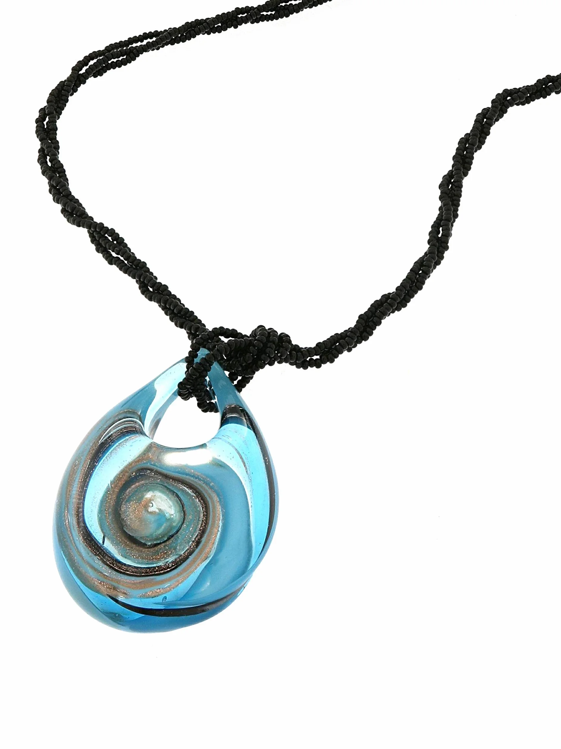 Collana Multifili Donna Pendente Vetro Murano Argento 925 Gioiello Made Italy Certificato