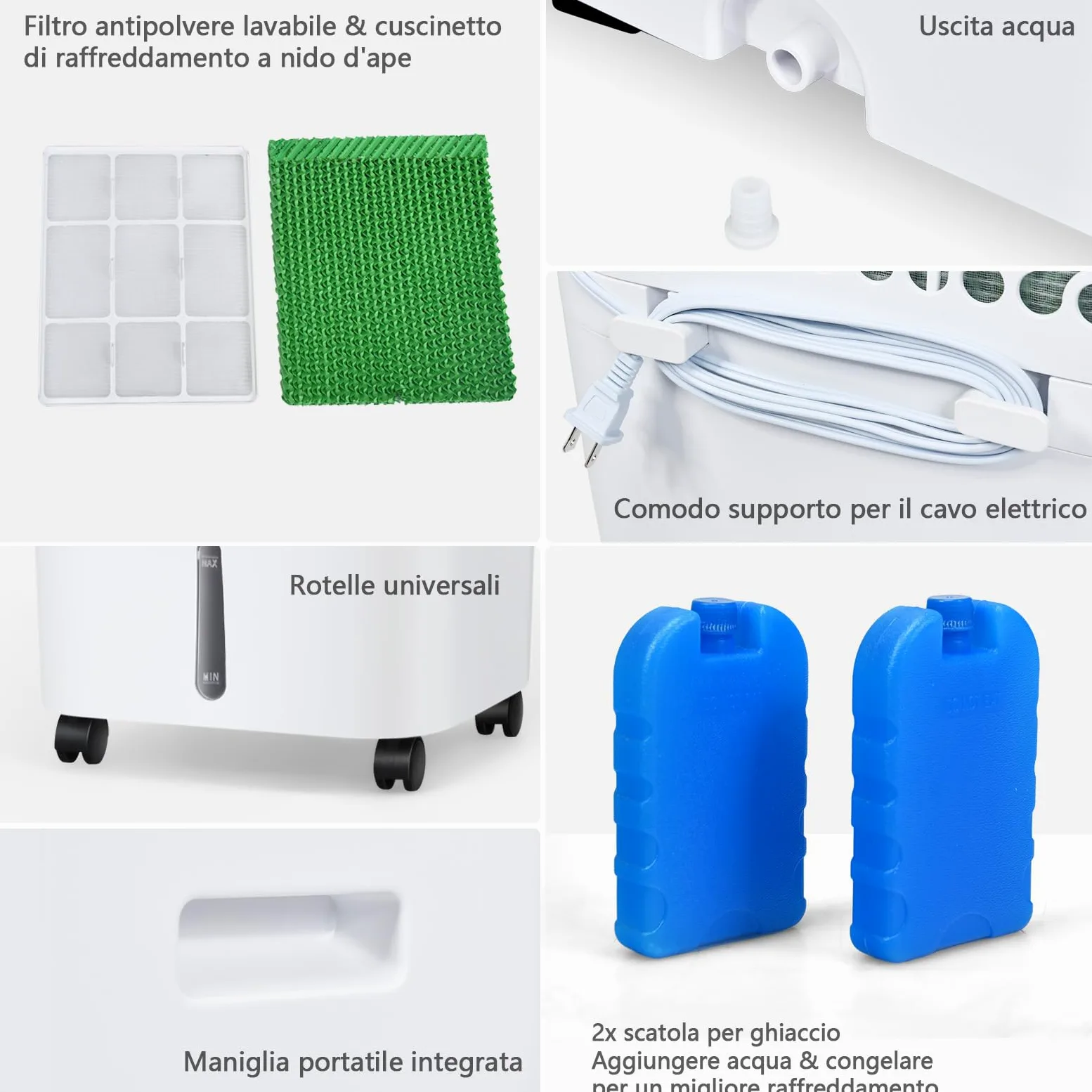 RELAX4LIFE Raffreddatore d'Aria Evaporativo 3 in 1, Serbatoio dell'Acqua 20L,Ventilatore, Umidificatore, 3 Modalità, 4 Velocità, Timer 7,5H, Telecomando, Adatto per Casa, Ufficio