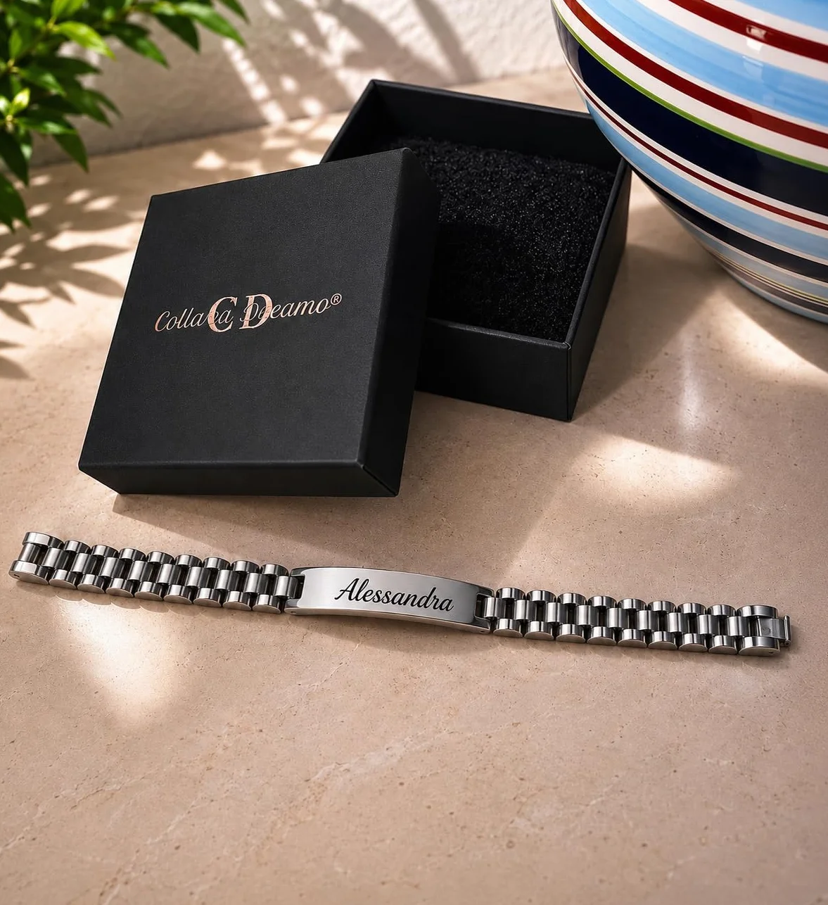 Bracciale Personalizzato Acciaio Inossidabile Uomo Donna Incisione Fronte Retro Nome Data Dedica Idea Regalo
