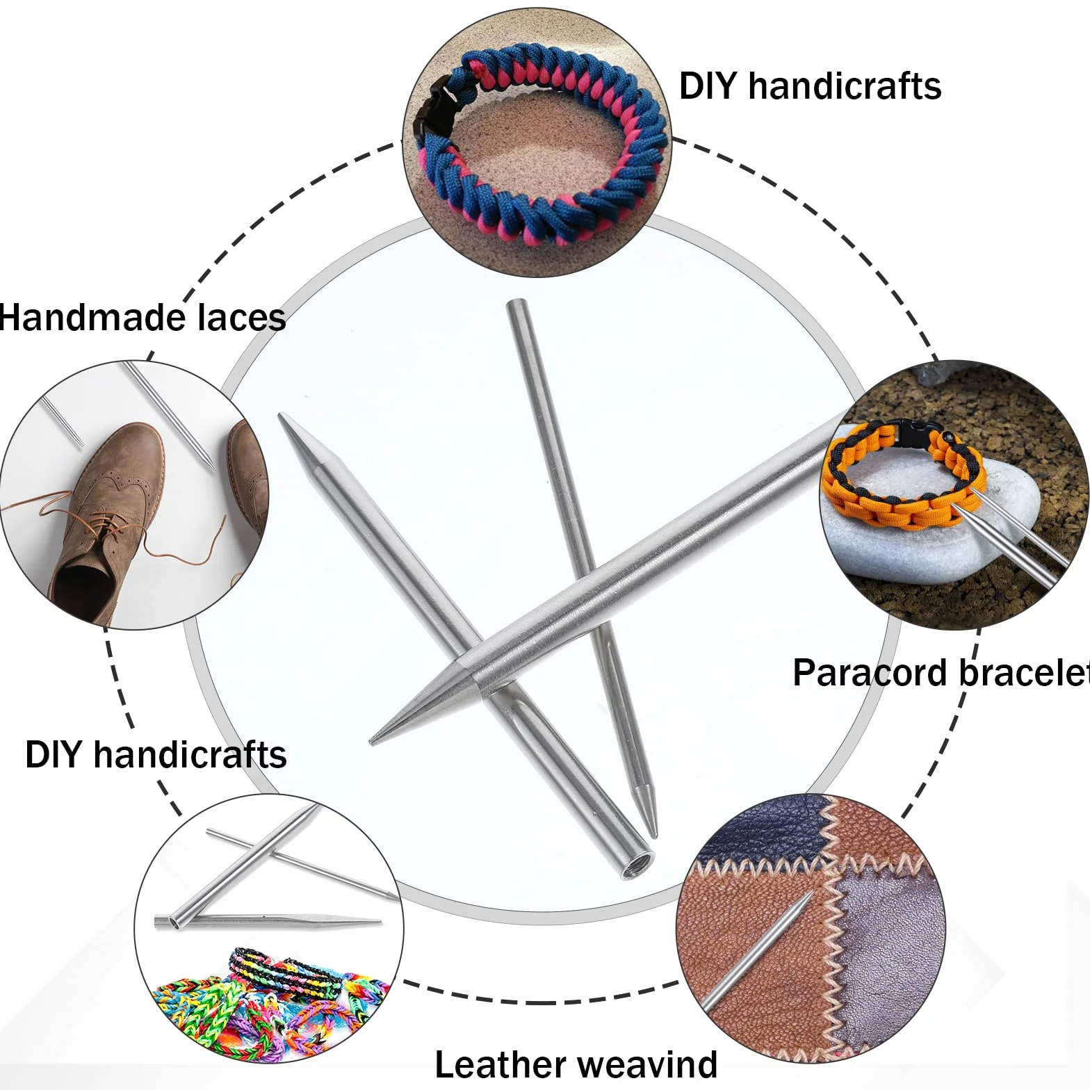 6 Accessori per Paracord, Strumenti per Lavori in Pelle - Maschera, Ago, Allacciatura