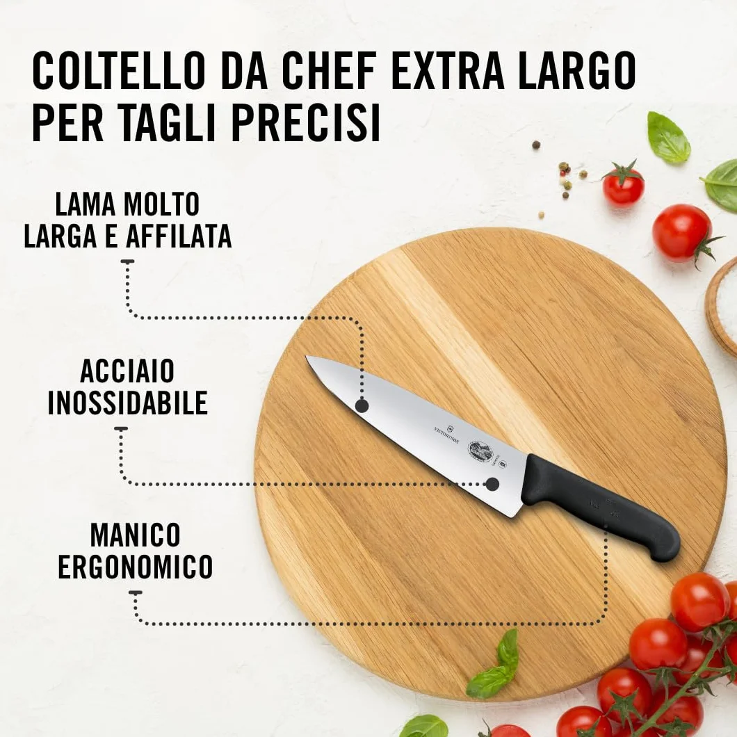 Victorinox 5.2063.20, coltello per sfilettare in acciaio inox da 20 cm, nero, standard