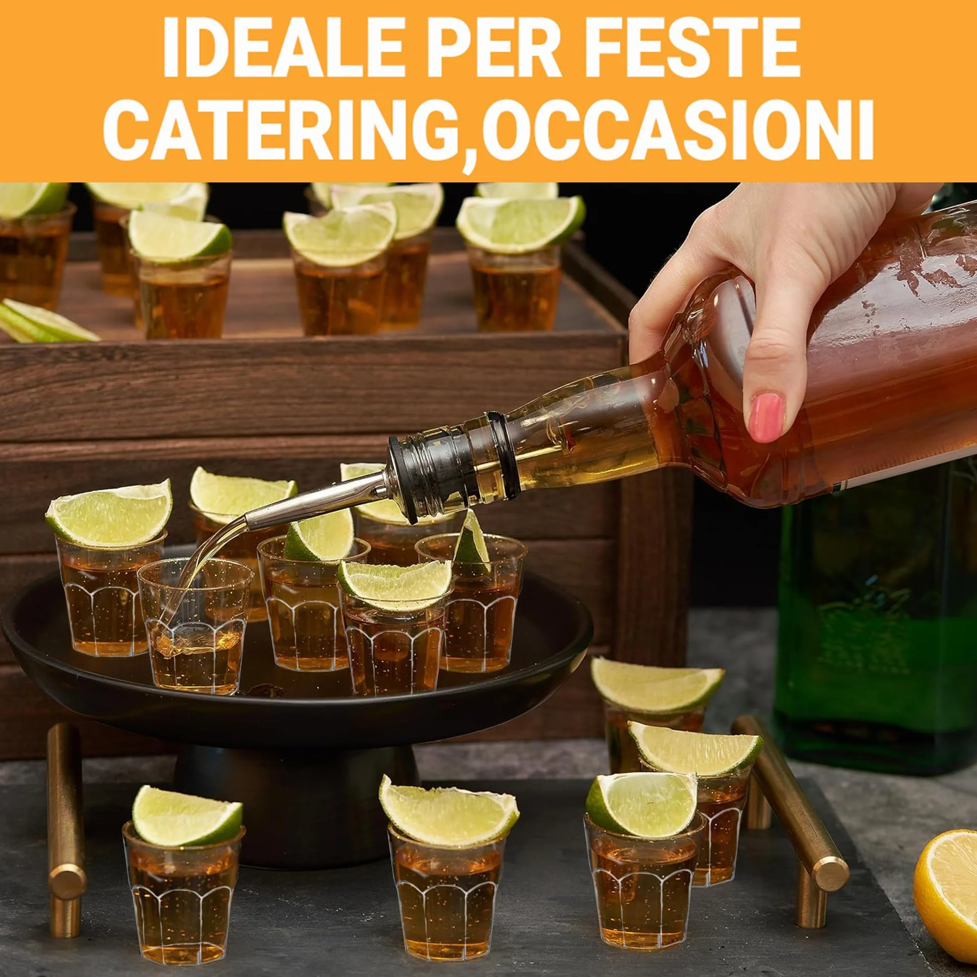 G.M. DISTRIBUZIONE Bicchieri da Liquore Shot Plastica Rigida 25cc Ottagonali Resistenti Riutilizzabili per Feste