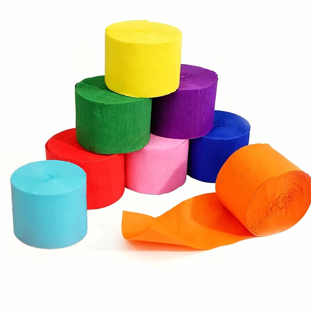 Carta Crespa Arcobaleno 8 Rotoli 4,5cm x 25m Decorazioni per Feste