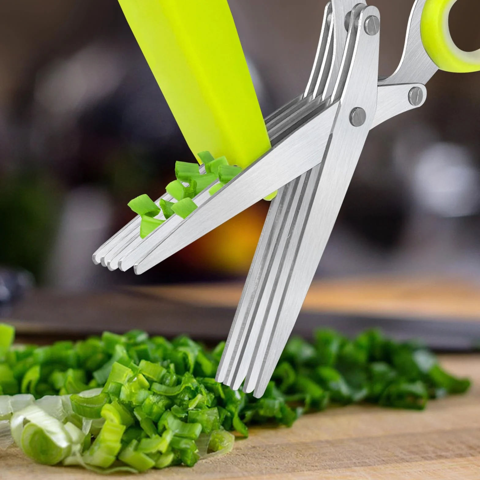 Relota Forbici per Erbe Aromatiche, Forbice Cucina a 5 Lame in Acciaio Inox con Coperchio di Sicurezza, Forbici Cucina per Erba Cipollina, Prezzemolo, Erbe Aromatiche, Spezie Verdure
