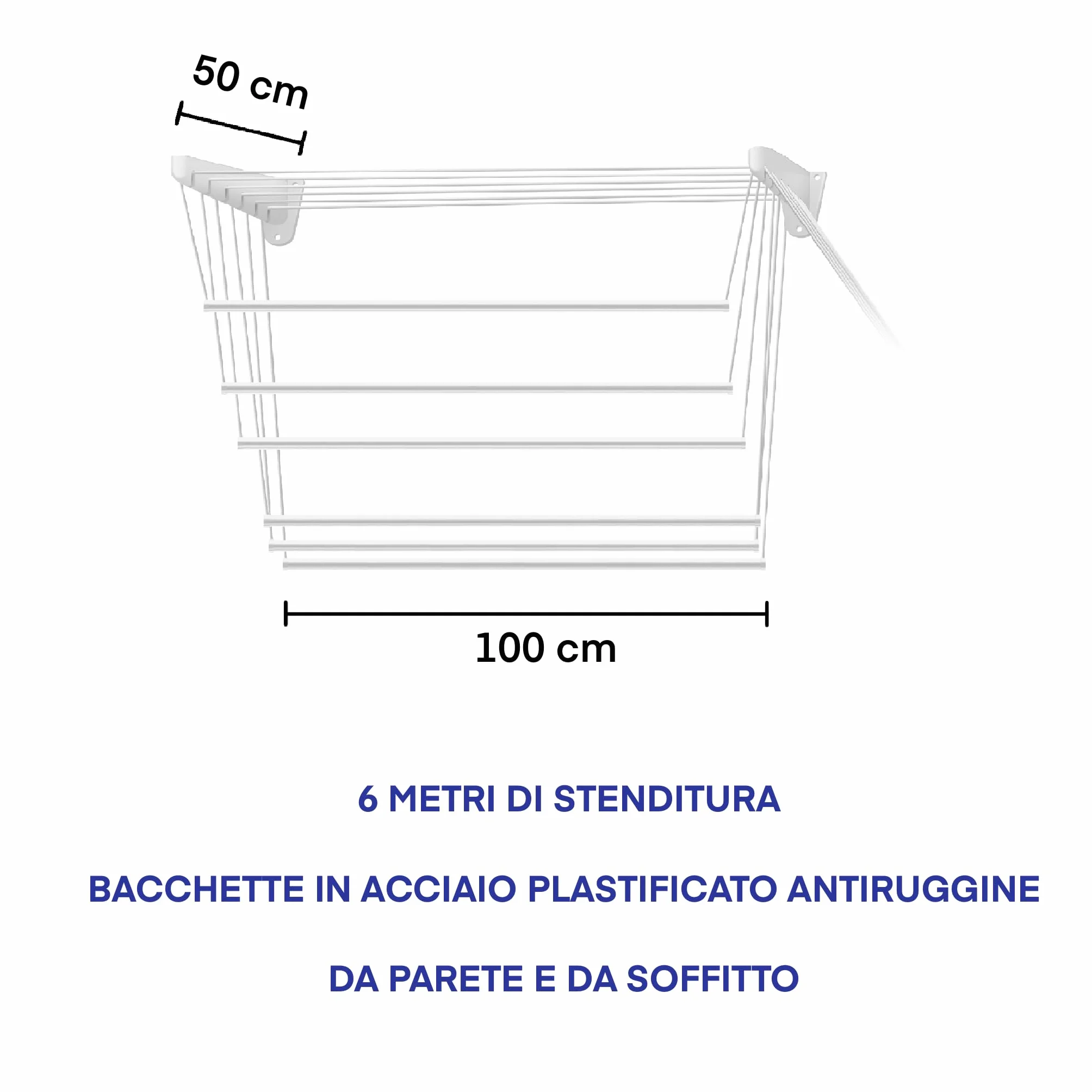Jumbo CS103/1 Steed100 Stendino a Parete/Soffitto Plastificato, 100 cm