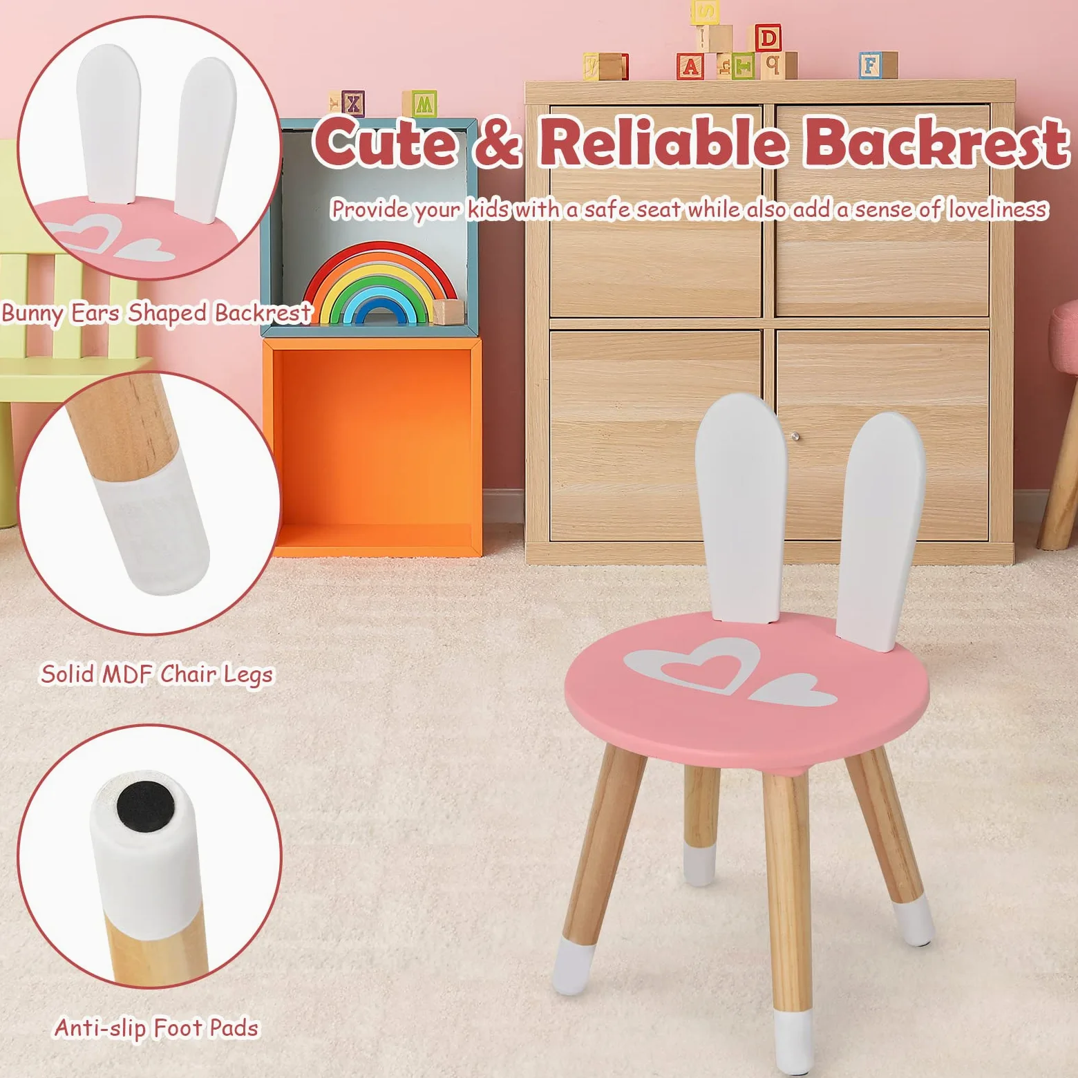 RELAX4LIFE 2 in 1 Toeletta Trucco Bambina con Sgabello, Scrivania con Specchio Rotondo Rimovibile, Cassetto con Manopola e 2 Organizer Porta Trucchi/Penne (Rosa)