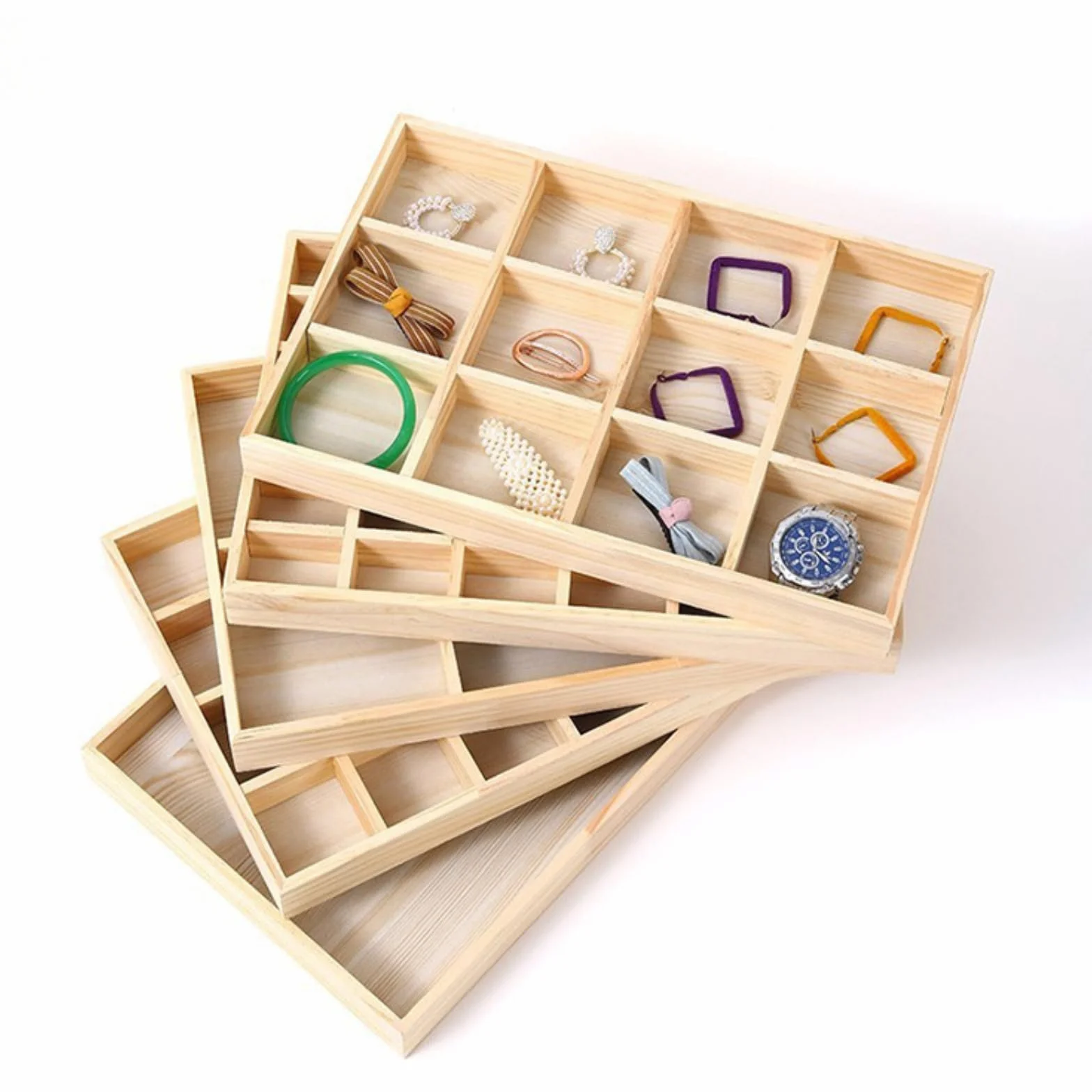 Anktily Scatola divisoria in legno grezzo 12 scomparti organizer per calzini biancheria intima vassoio in legno per gioielli