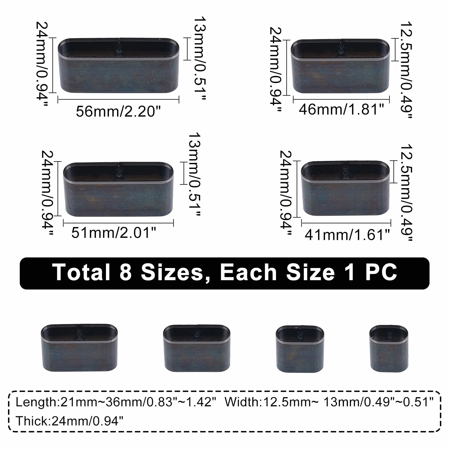 SUPERDANT 8 pz/Set Acciaio in Pelle Die Testa Rotonda Forma Rettangolare Ad Alto Tenore di Carbonio Cutter Hollow Strumento di Punzonatura con Scatola di Taglio Stampo Punching Die Set