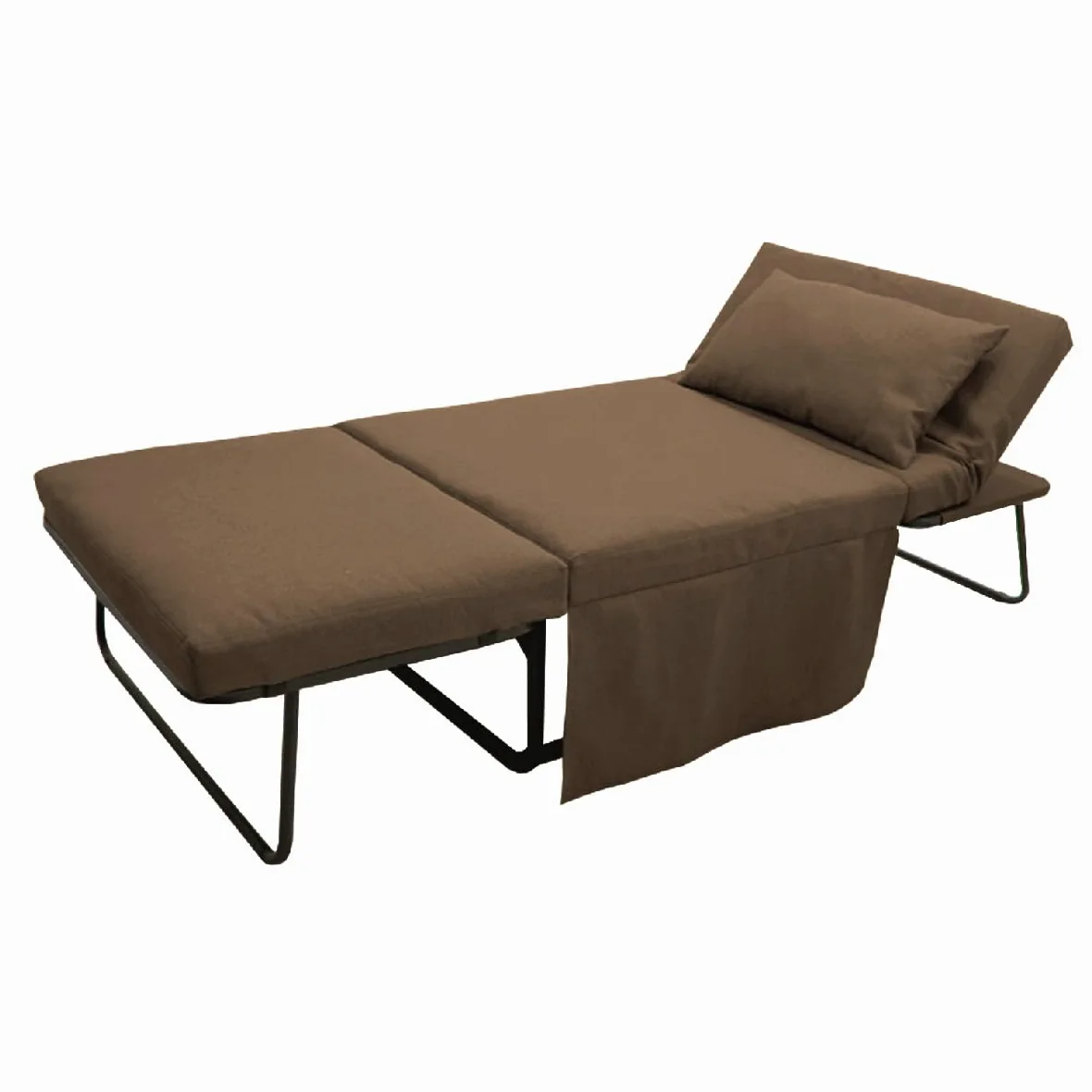 MarinelliGroup Pouf letto singolo con materasso 75X75X43 cm salvaspazio pieghevole camera cameretta soggiorno poggiapiedi tessuto Beny (Marrone)
