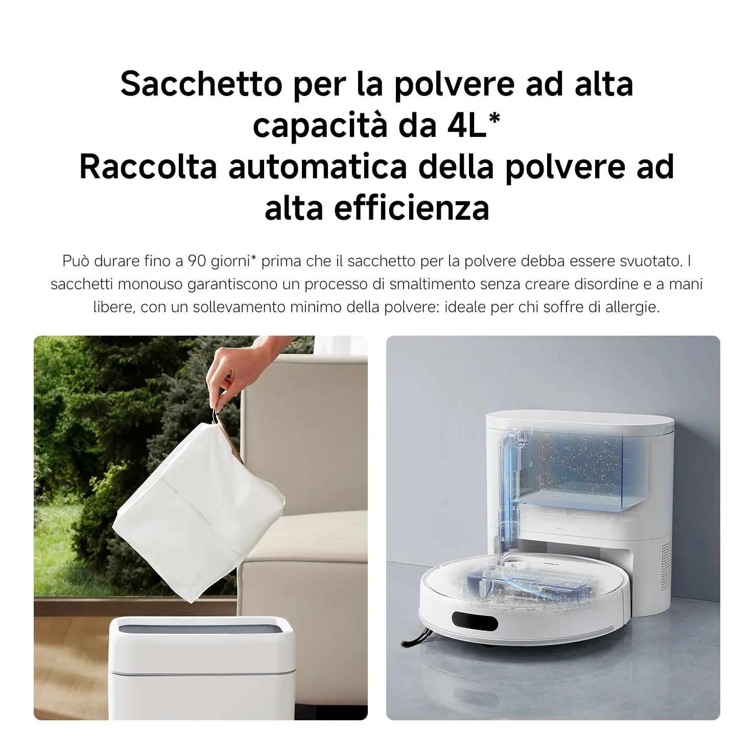 XIAOMI Robot Vacuum H40, Aspirapolvere e Lavapavimenti all-in-one, Potenza di Aspirazione 10.000Pa, Mappatura ad alta precisione con LDS, Ideale per Tappeti a Pelo Corto e Pavimenti Duri