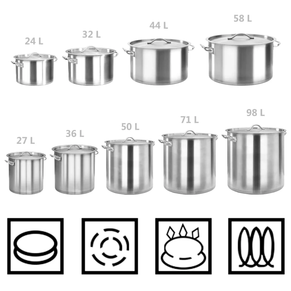 Pentola in acciaio inox, 32 l, 40 x 26 cm, con coperchio e manici, adatta per fornelli a induzione e a gas, pentola universale per cucinare, cuocere, stufare in casa e gastronomia