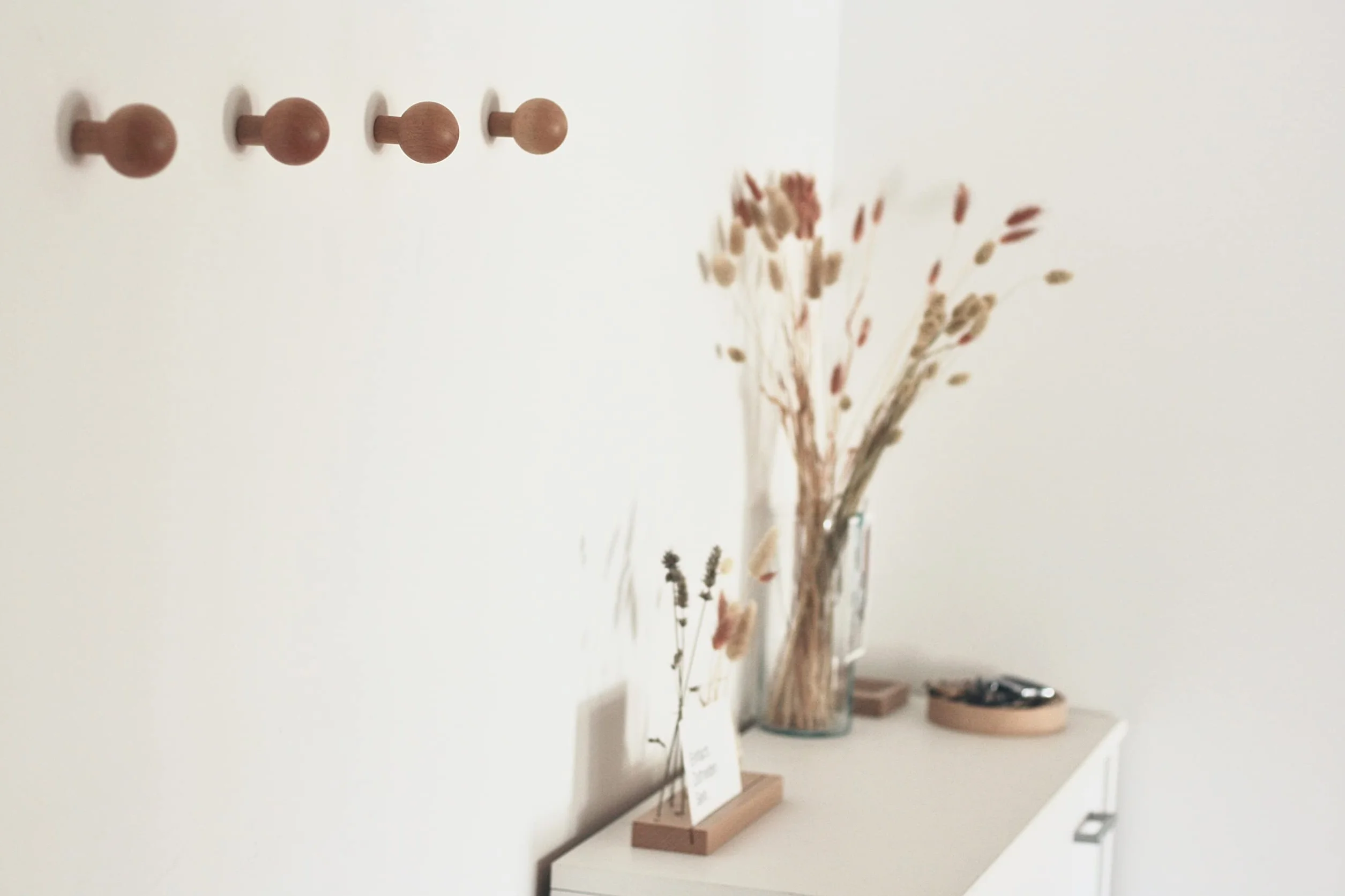 Mushroom Appendiabiti Muro Attaccapanni a Parete Legno Ganci Set di 4 Faggio Moderno Design