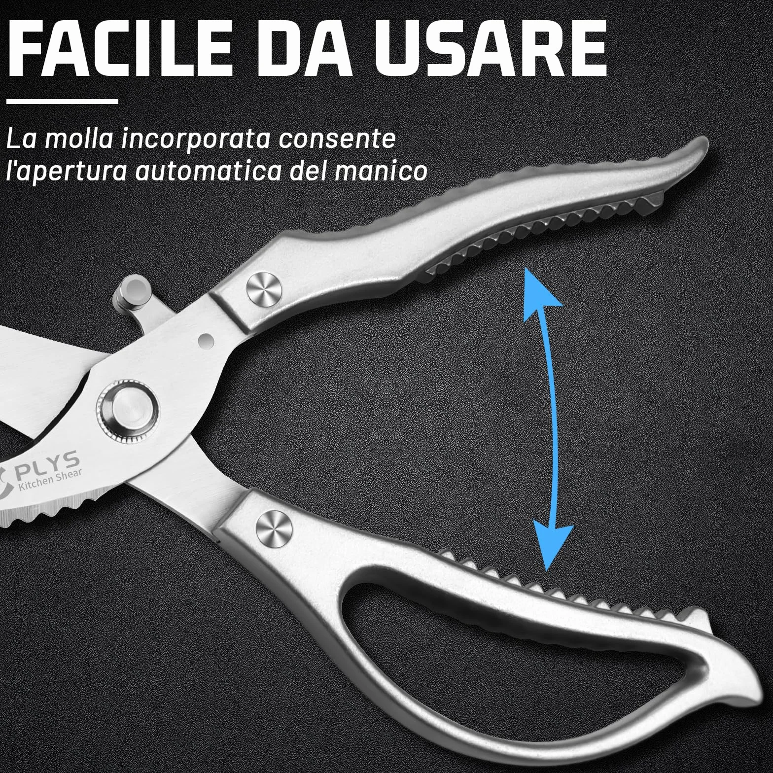 Forbici da Cucina Acciaio Inox Trinciapollo Professionale Forbice Cucina Argento
