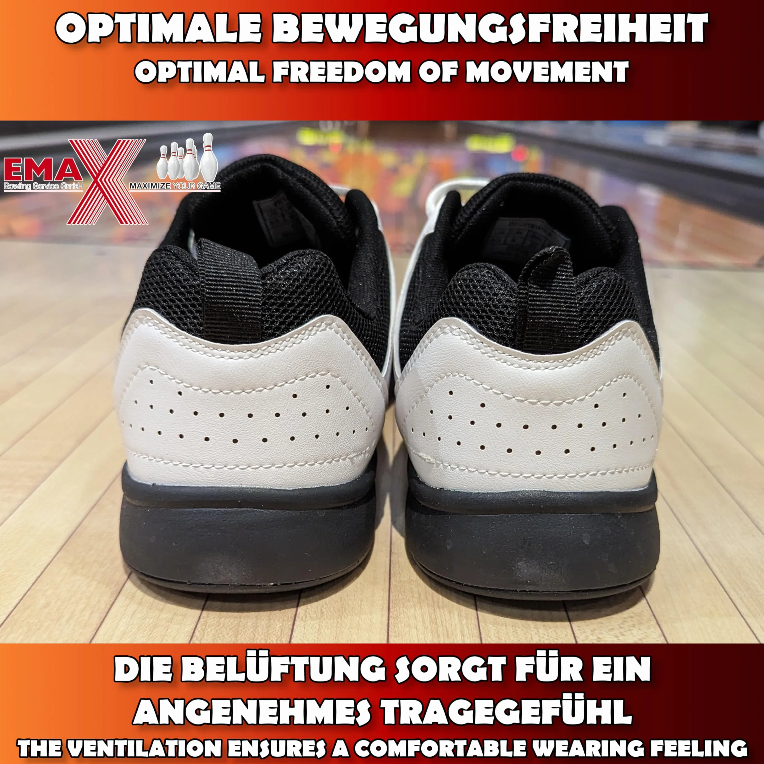 EMAX Brunswick Scarpe da bowling da uomo Tradizione Black & Classic White