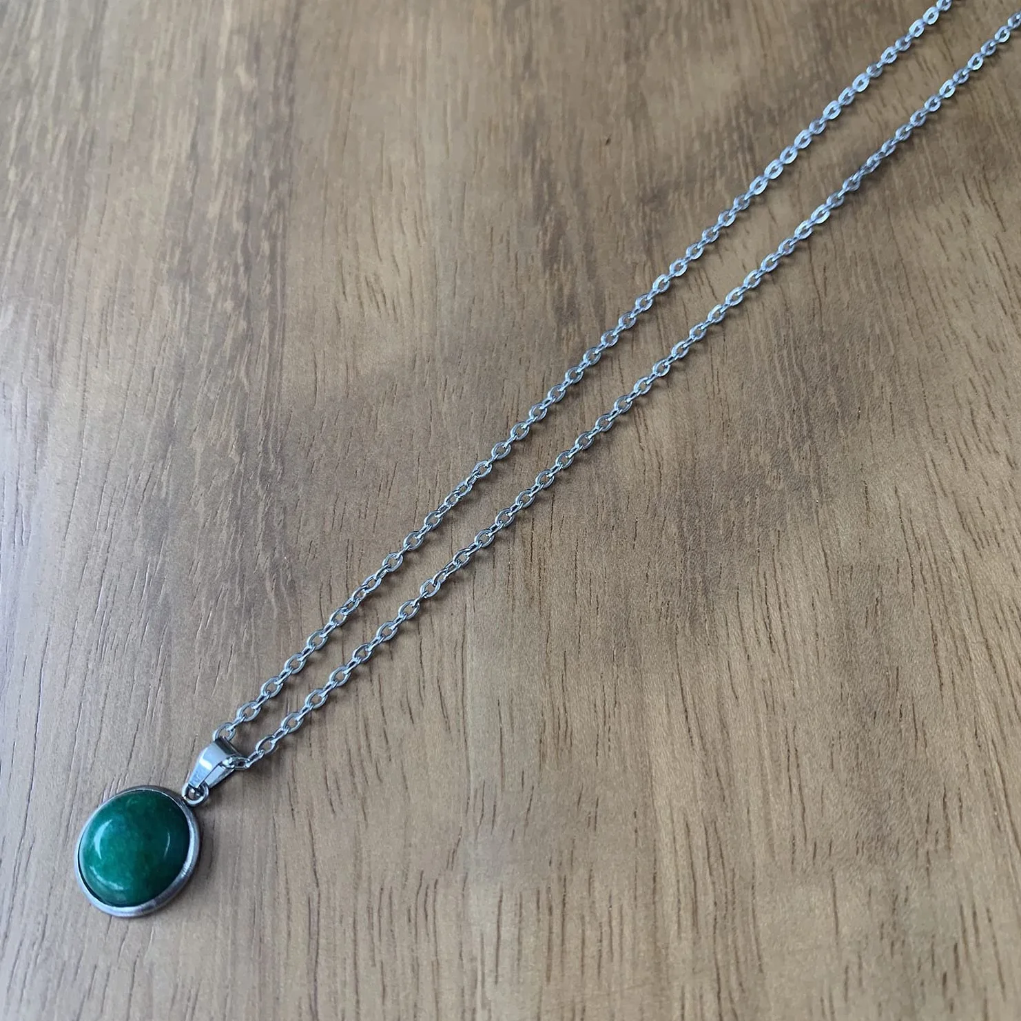 ASTER ALHELÍ Collana Donna Pietra Naturale Acciaio Inox Argentato Ciondolo Pietra Amuleto Protezione Regalo Originale
