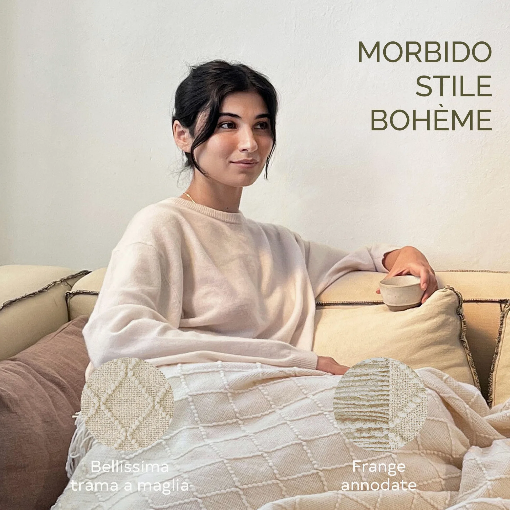 Groenland BOHEM - Coperta elettrica riscaldata, 180 x 130 cm, 9 livelli di calore e timer per spegnimento automatico, morbida coperta elettrica lavabile per divano e letto