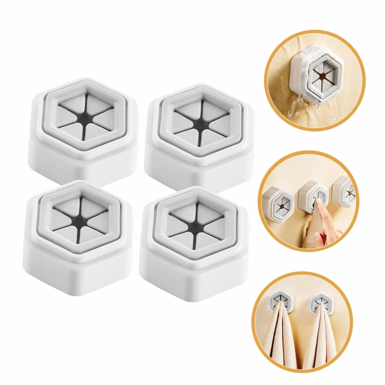 Ganci Per Asciugamani Autoadesivi Da Parete 4 Pezzi ABS PVC Bianco Grigio Design