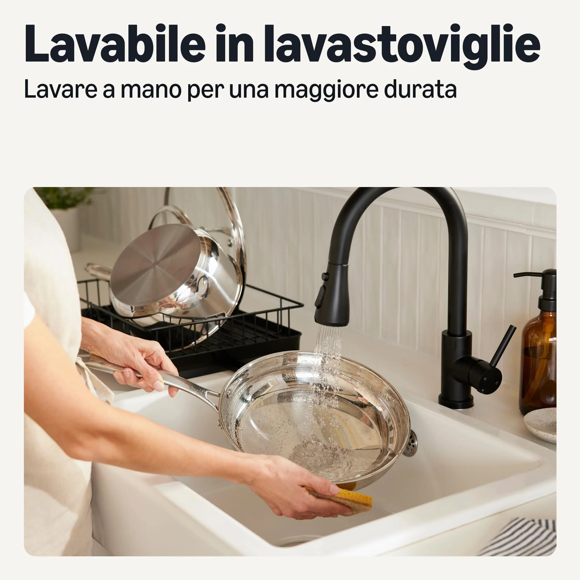 Amazon Basics Pentole in Acciaio Inox Set 5 Pezzi per Tutti i Piani Cottura