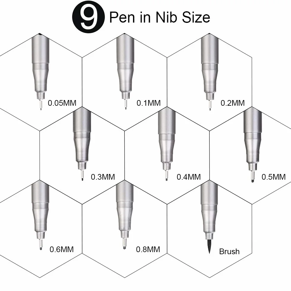 GOLDGE Fineliner Penne, Nero Pigment Liner Micro Penne da Disegno per Schizzi, Ufficio Scuola