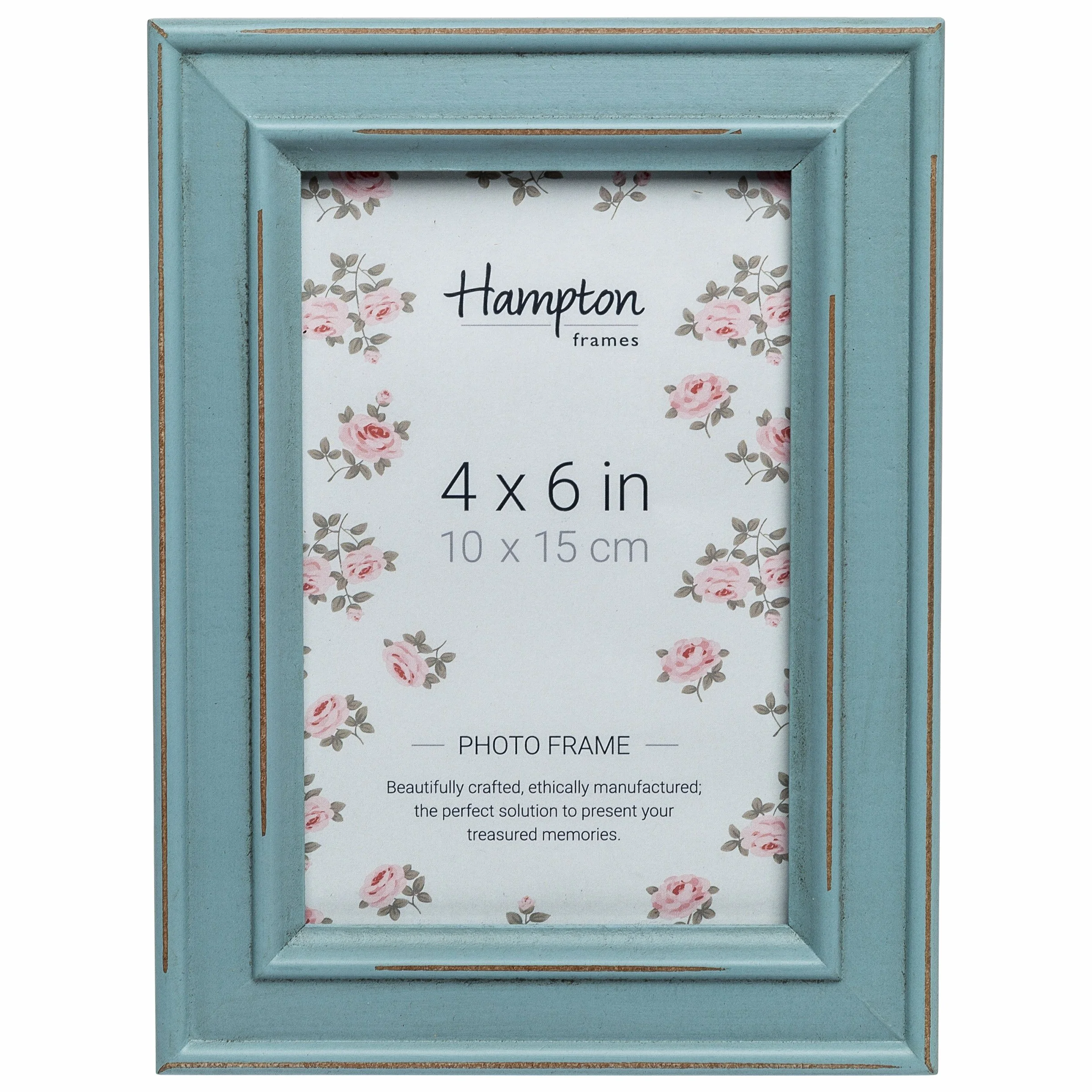 Hampton Frames | Cornice Portafoto PALOMA PAL301946B | 10x15 cm azzurro, legno effetto invecchiato | Vetro, da tavolo o parete | Design shabby chic casa