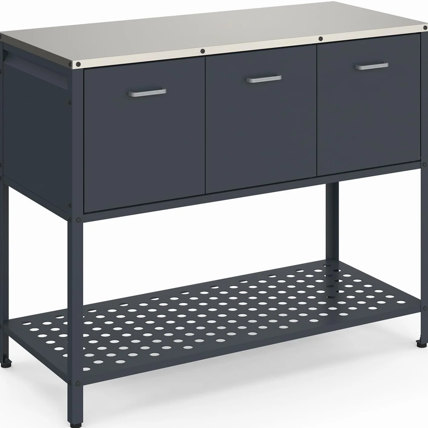 IDMarket - Cucina da esterno PAREO a 3 ante con 1 ripiano in acciaio grigio antracite