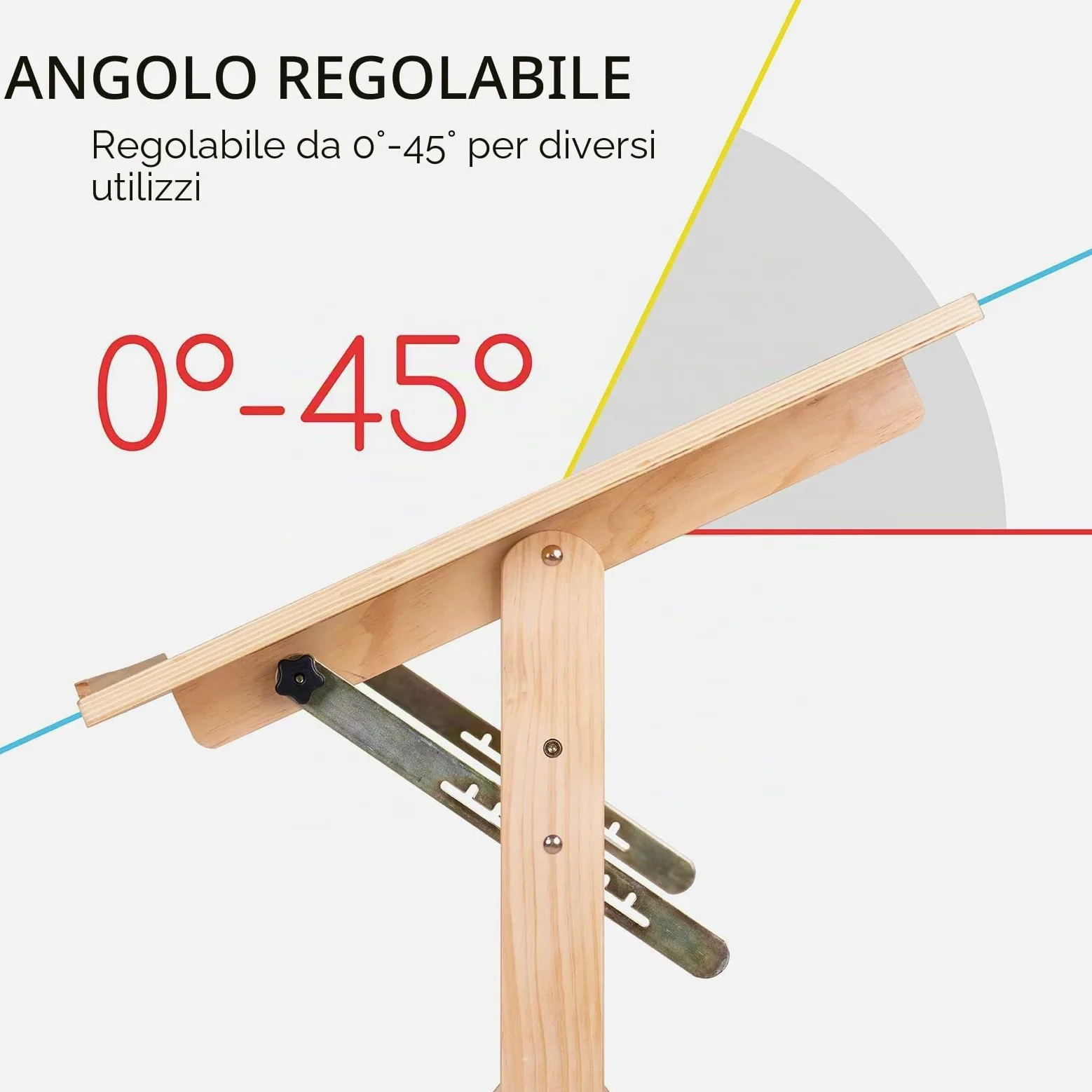 MEEDEN Tavolo da Disegno in Legno Massello, Scrivania da Disegno, Scrivania da Studio, Tavolo con Altezza Regolabile e Piano Inclinabile per Opere D'arte, Grafica, Lettura