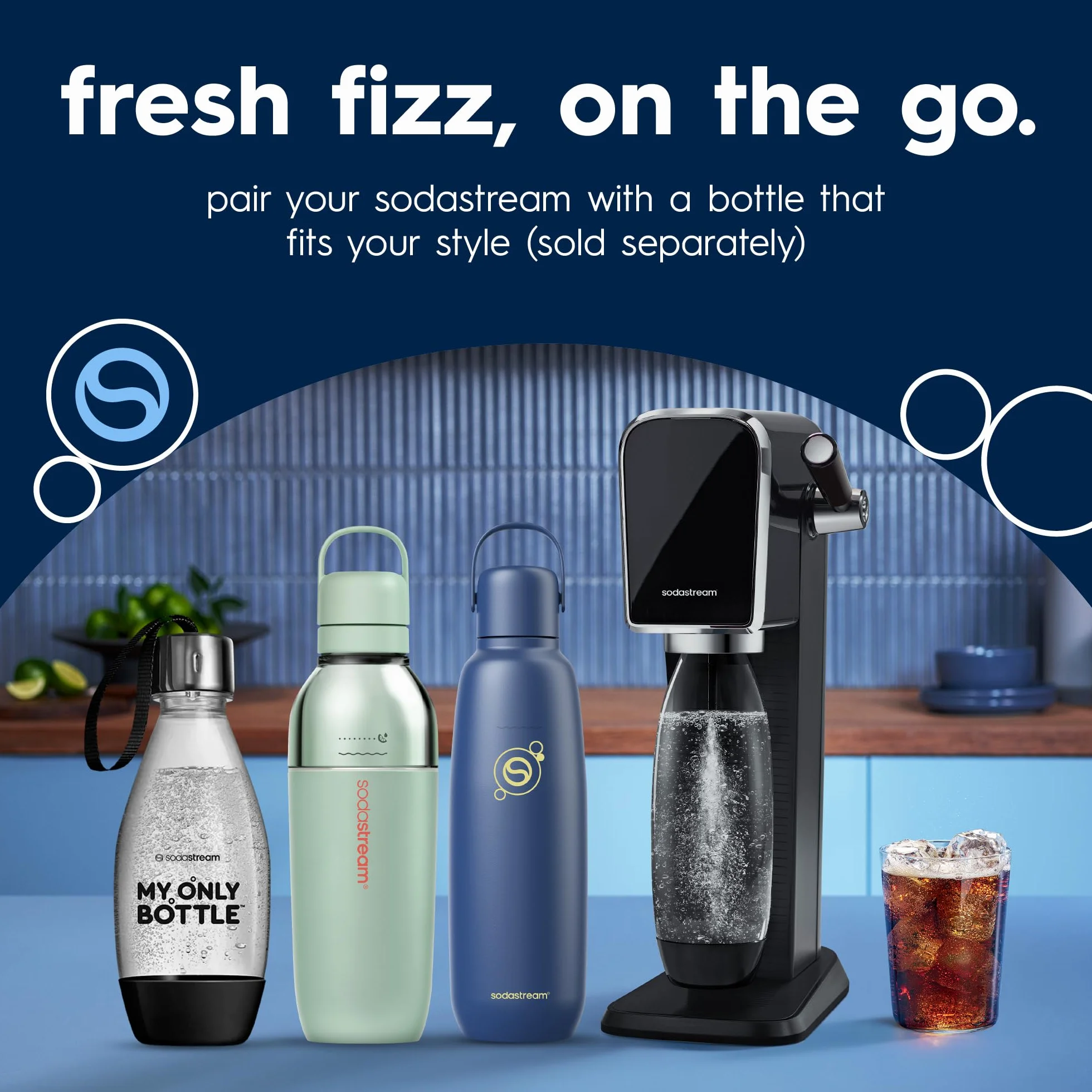 Sodastream Enso Gasatore acciaio inossidabile acqua frizzante Bombola Co2 Bottiglia 1L lavabile lavastoviglie