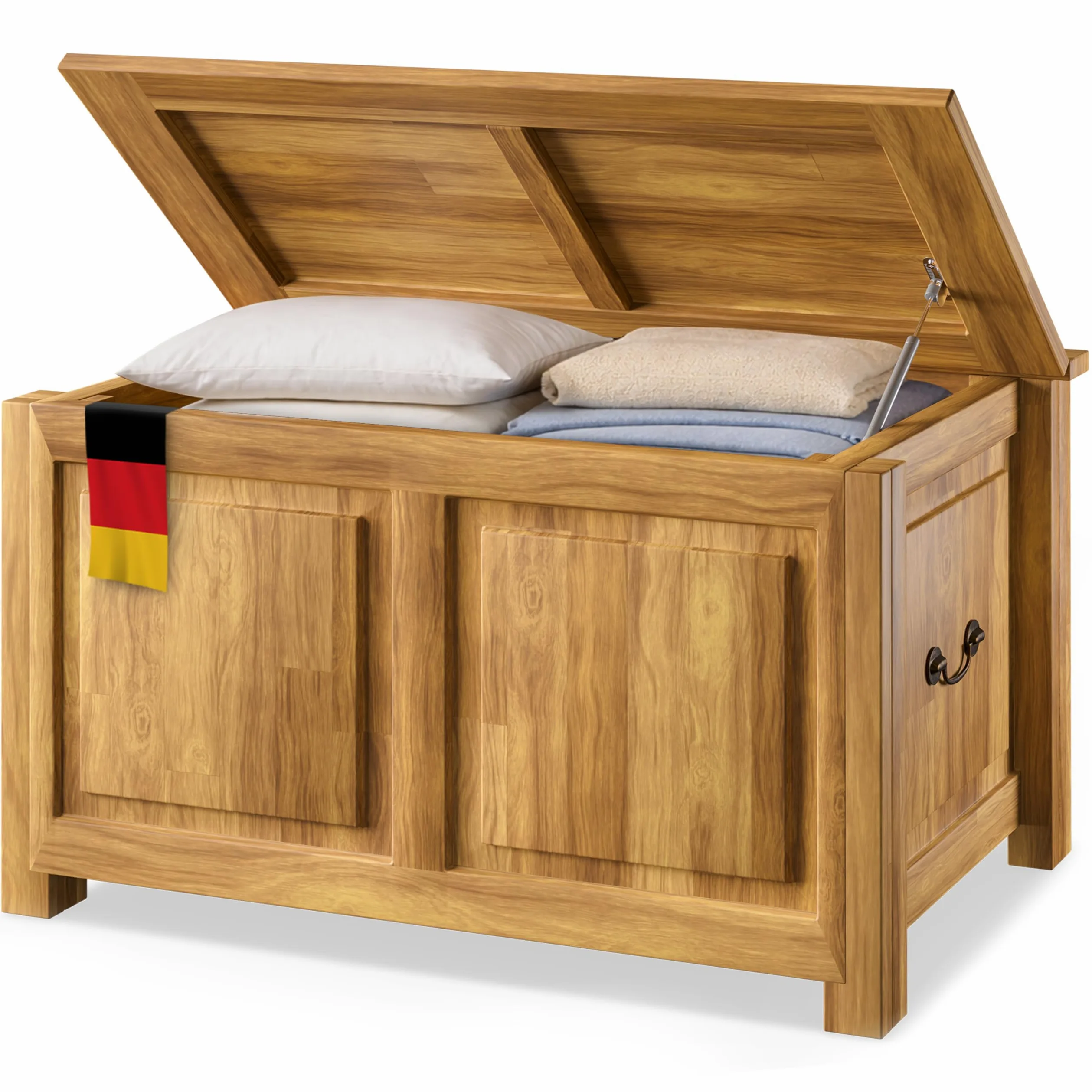 Deuba Cassapanca in Legno 85x44x48cm Vano Contenitore e Coperchio Baule Salvaspazio Pistone a Gas