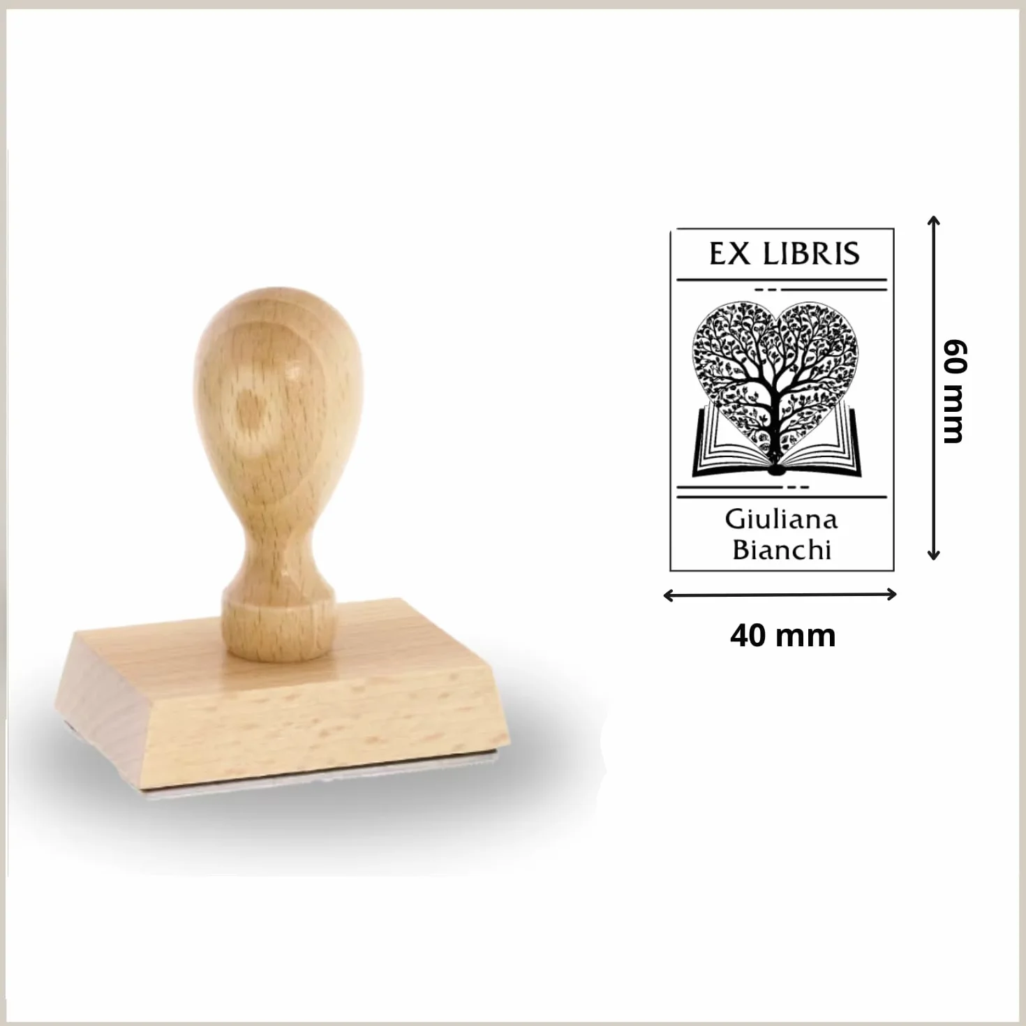 Ex Libris Timbro Personalizzabile | Ex Libris Timbro Personalizzato in Legno | ALBERO DELLA VITA | Template Grafici Pronti da Personalizzare | Idea Regalo per Appassionati di Lettura