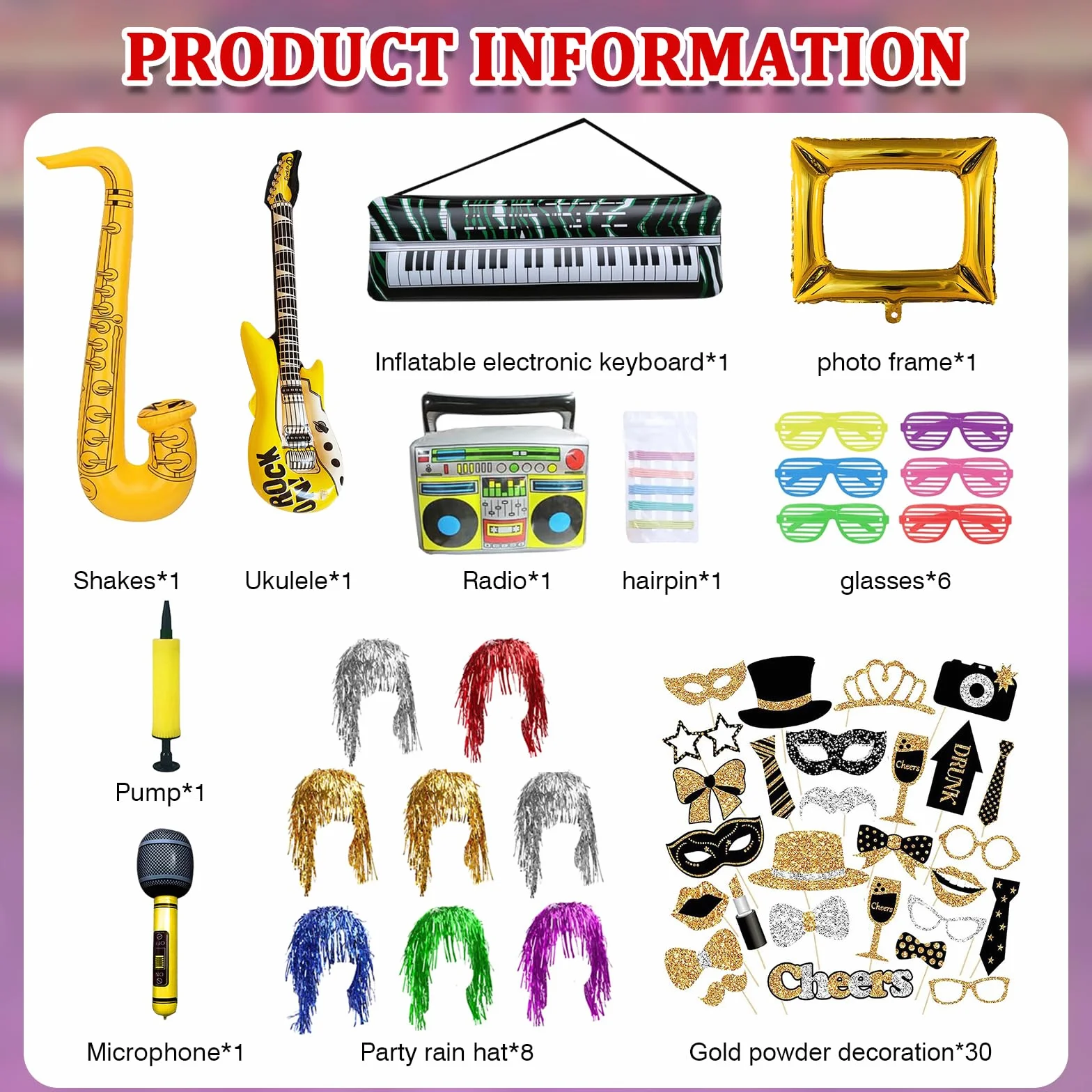 71 pezzi decorazione per feste, accessori per foto, cappelli, parrucche, matrimoni, Halloween, Natale, compleanno