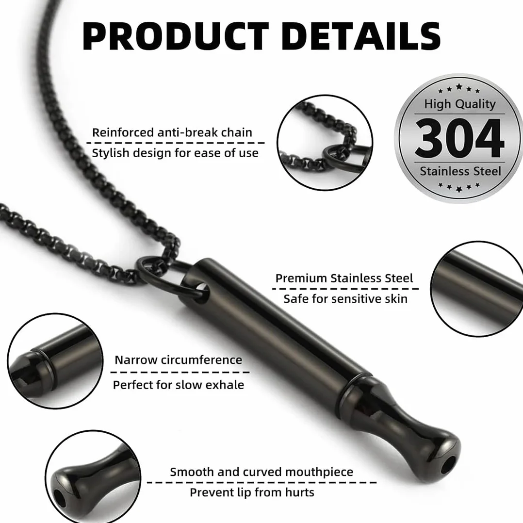 Collana meditativa Premium antistress per ansia 2 Pezzi Nero Acciaio