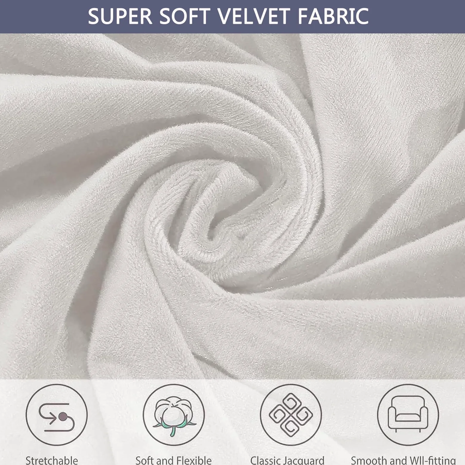 Coprisedia in velluto antiscivolo per sedia da ufficio, protezione elastica per sedie da scrivania, bianco e blu, di grandi dimensioni, elegante e perfetto per uso domestico e ufficio