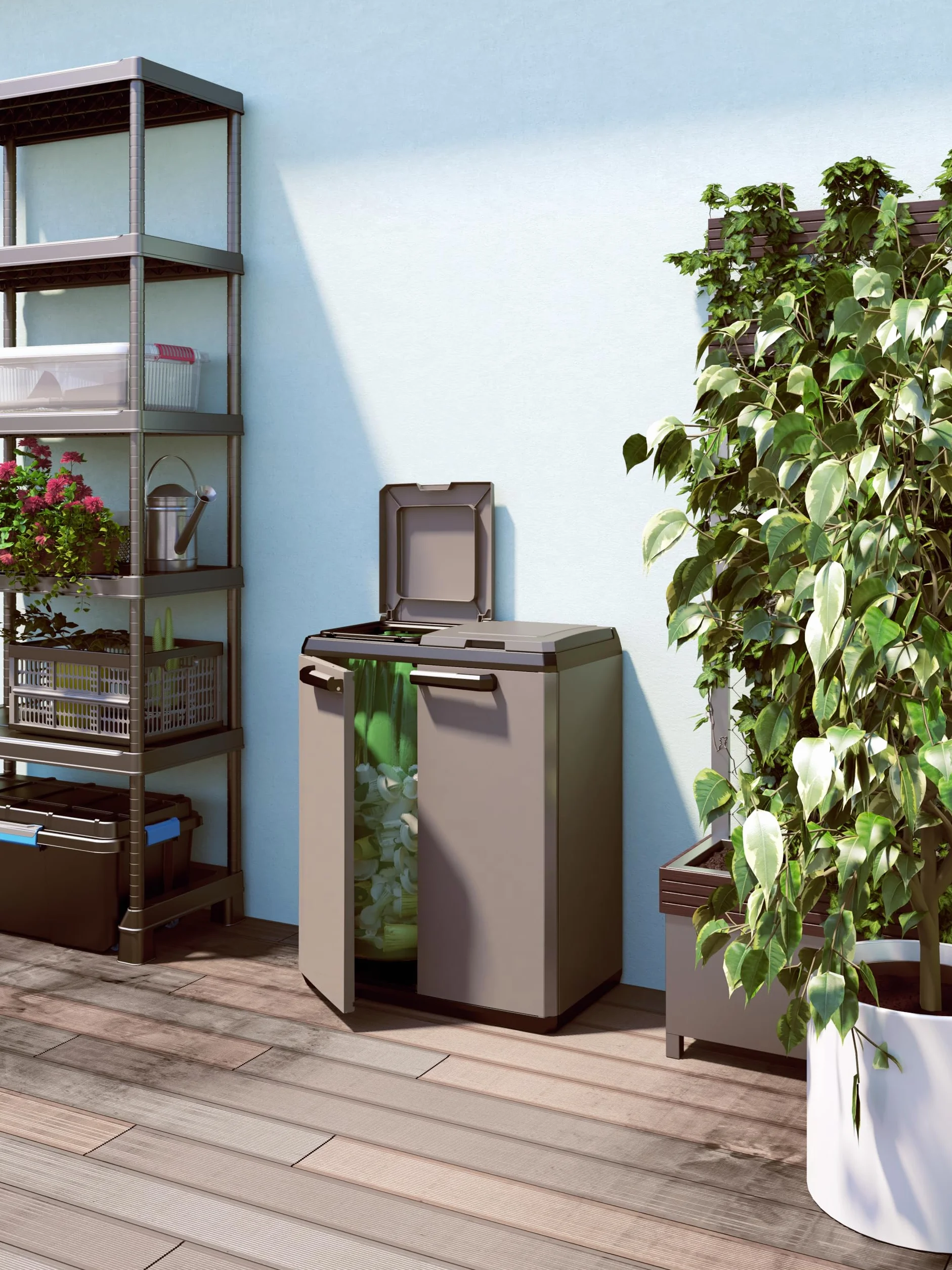 Keter 9736000 Split Cabinet Recycling Basic 68 x 39 x 85 H, Grigio, 68x39x85 cm
