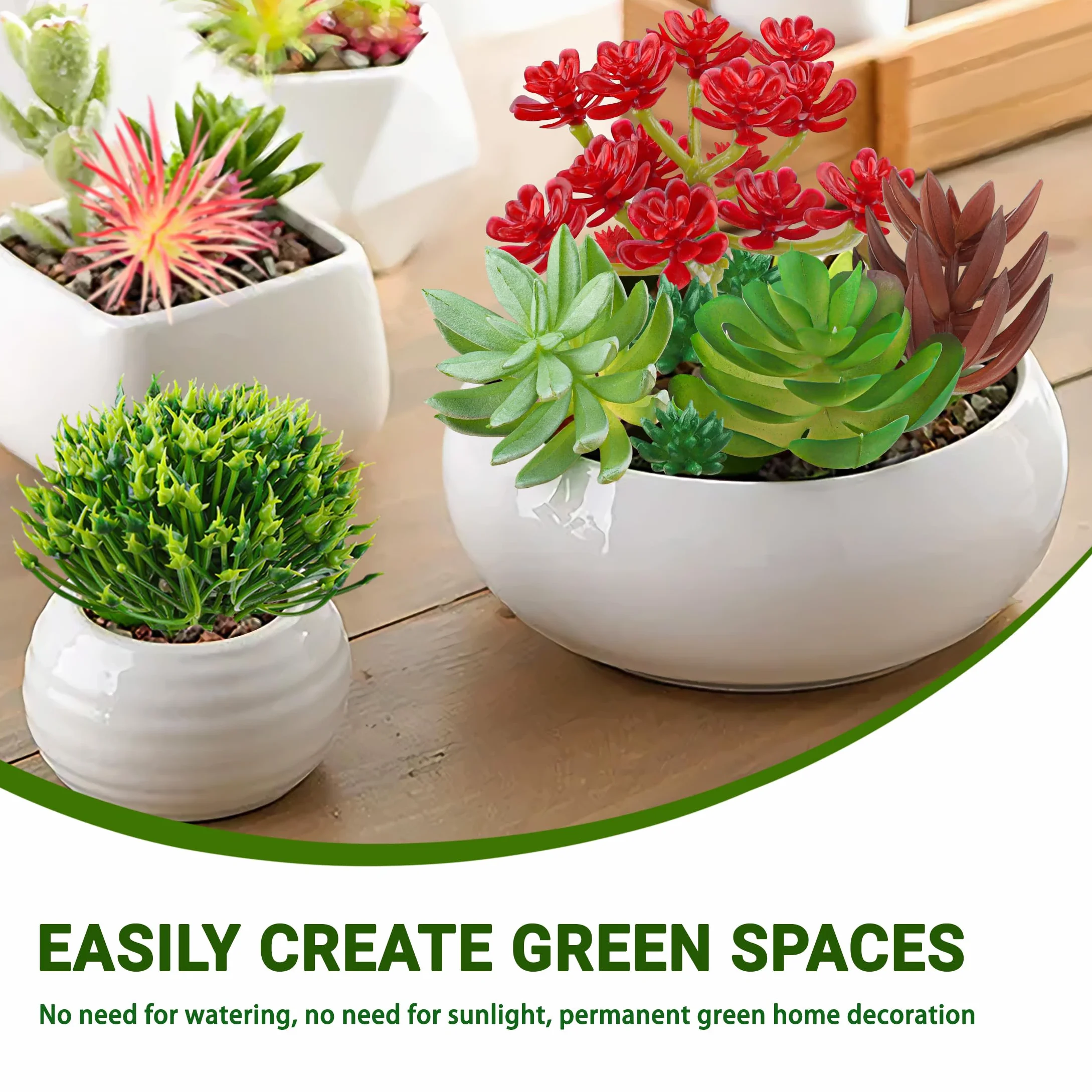QUOZUO Pianta Finta 16pcs Finte Succulente Piante Grasse Artificiali per Decorazioni Casa