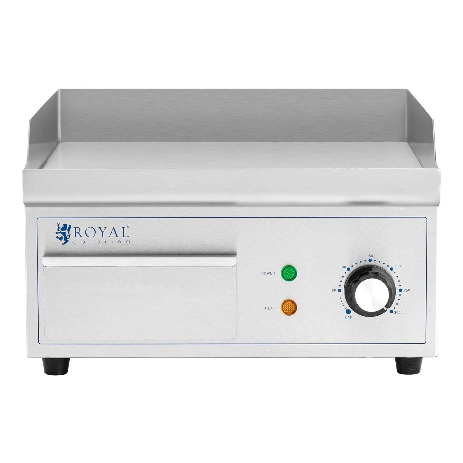 Royal Catering RCPG45-S - Padella elettrica 350 x 380 mm, piatta, 2000 W, griglia elettrica con parte superiore elettrica, griglia elettrica e piano cottura (acciaio inossidabile, ghisa)
